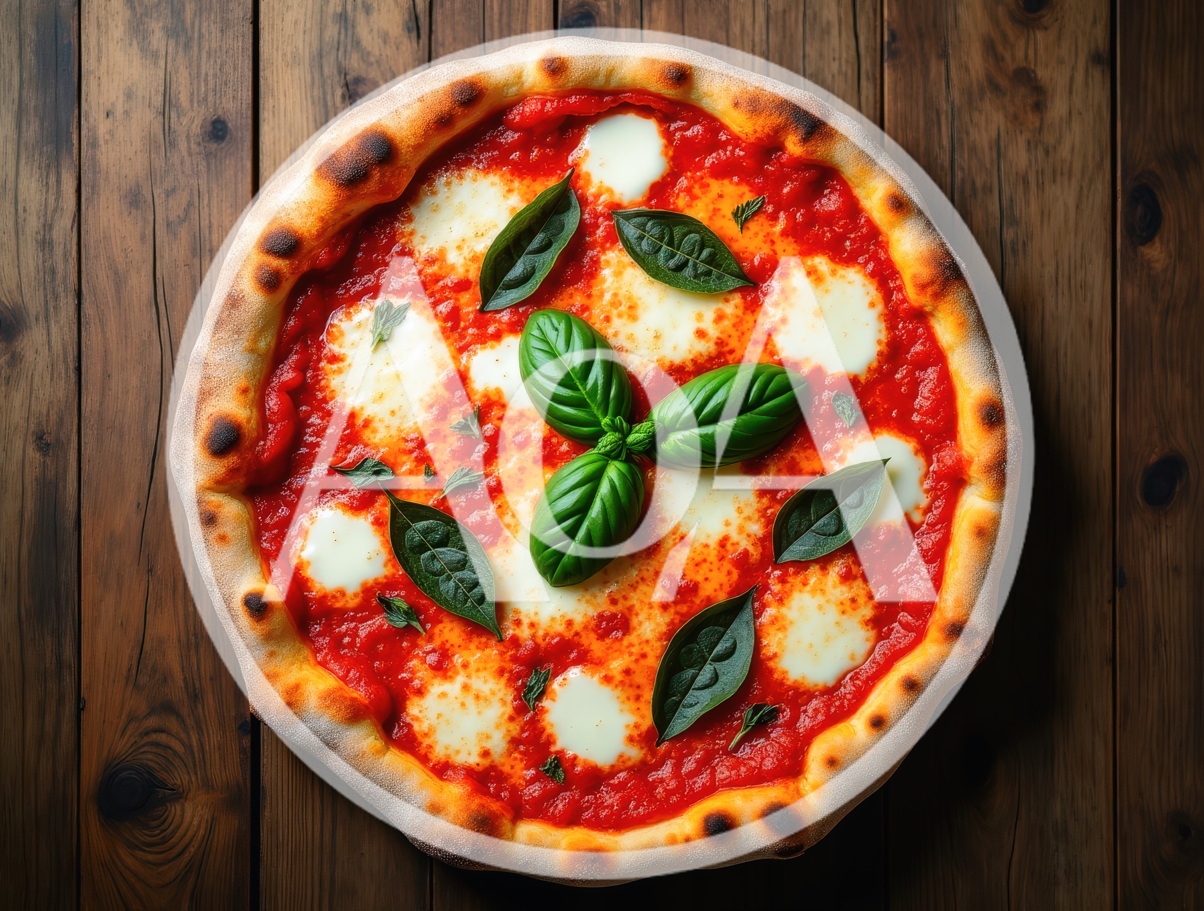 Fresh Margherita Pizza On A Rustic Wooden Table