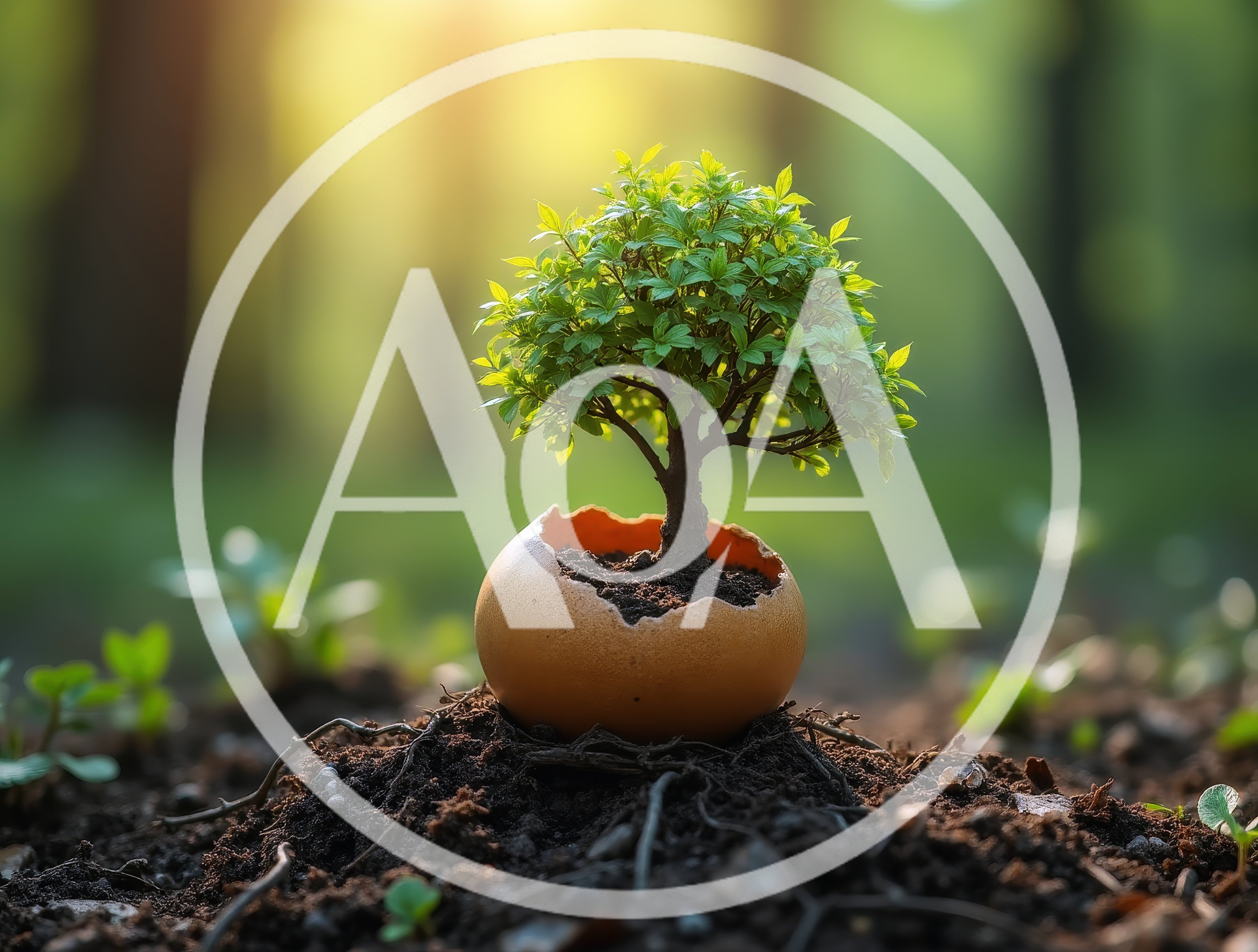 Small Tree Growing From A Cracked Eggshell