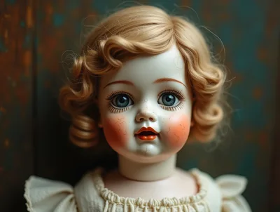 Vintage Porcelain Doll With Cracked Face