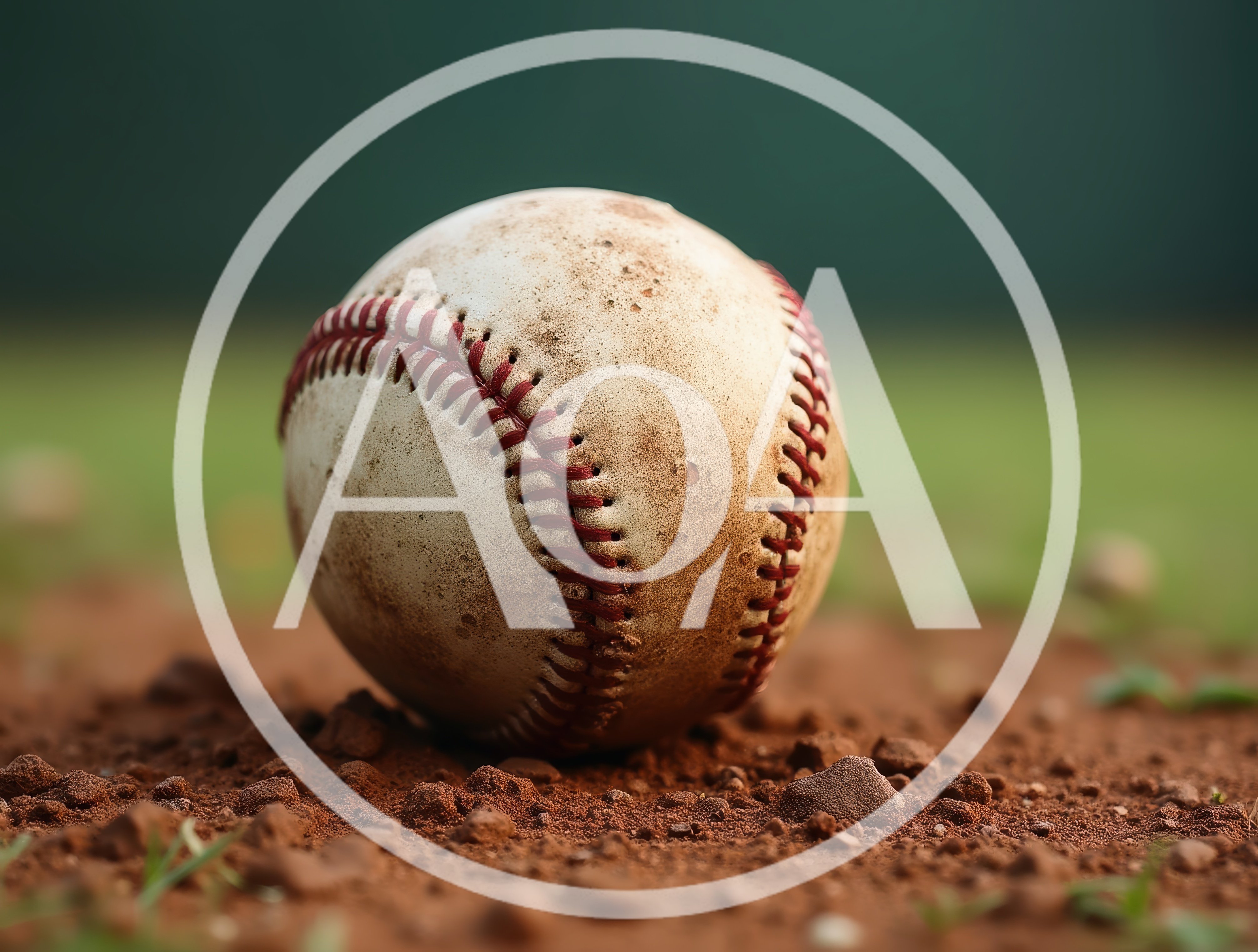 Dirty Baseball Resting On A Baseball Field Infield
