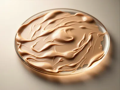 Creamy Beige Cosmetic Foundation Swirl on Glass