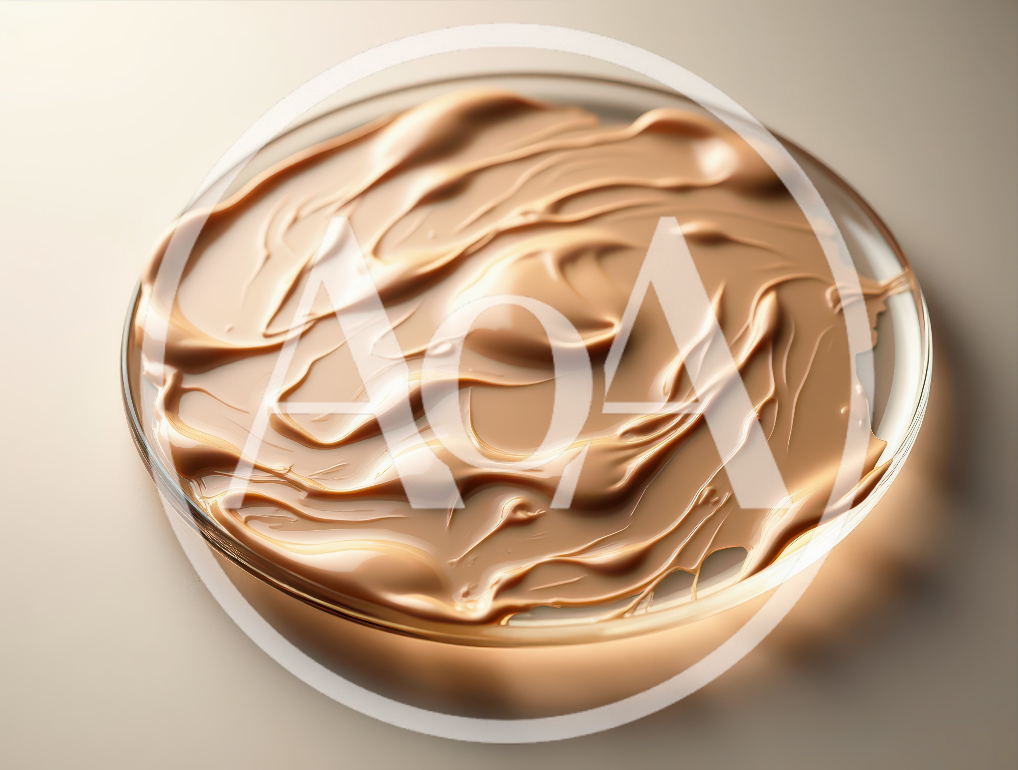 Creamy Beige Cosmetic Foundation Swirl on Glass