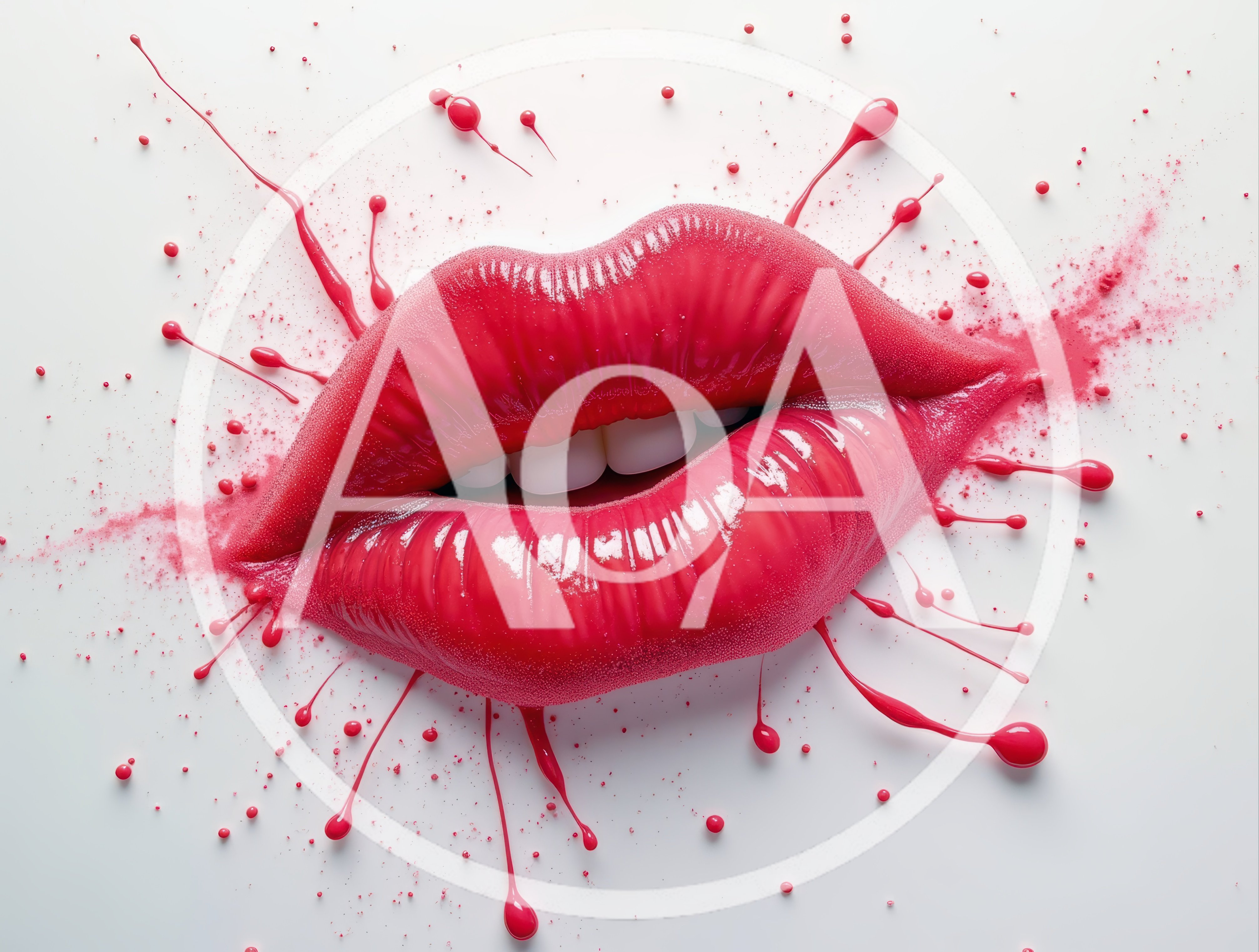 Glossy Red Lips With Paint Splatter Effect