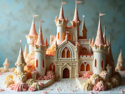 Intricate Edible Gingerbread Castle Cake Decoration