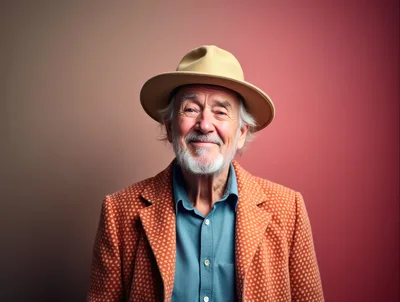 Portrait Of A Smiling Elderly Man In A Hat