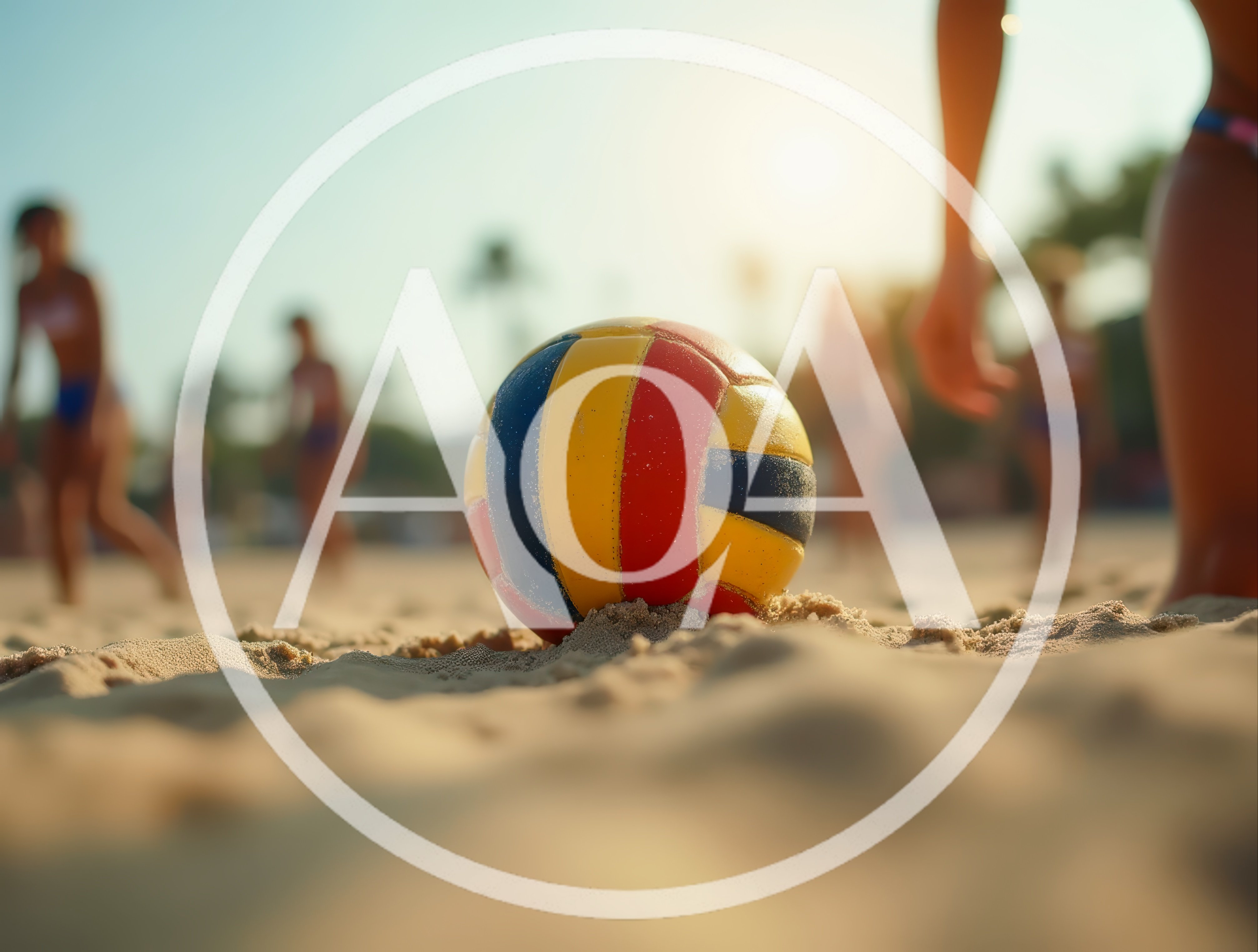Volleyball Resting On Sandy Beach During Sunset