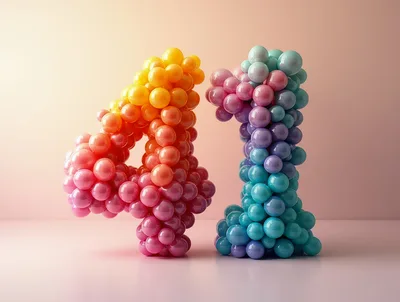 Number Forty One Made Of Glossy Colorful Spheres