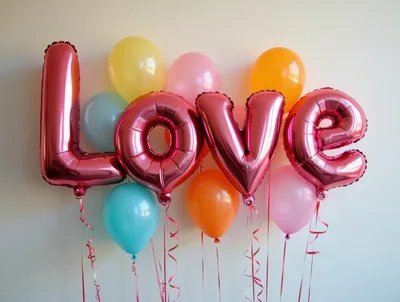 Love Balloon Letters With Colorful Party Balloons