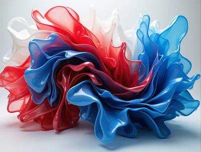 Abstract Fluid Motion With Red White And Blue Waves