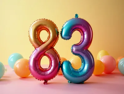Number 83 Foil Balloons for Birthday Celebration