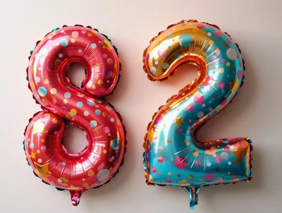 Number 82 Foil Balloons for Birthday Celebration