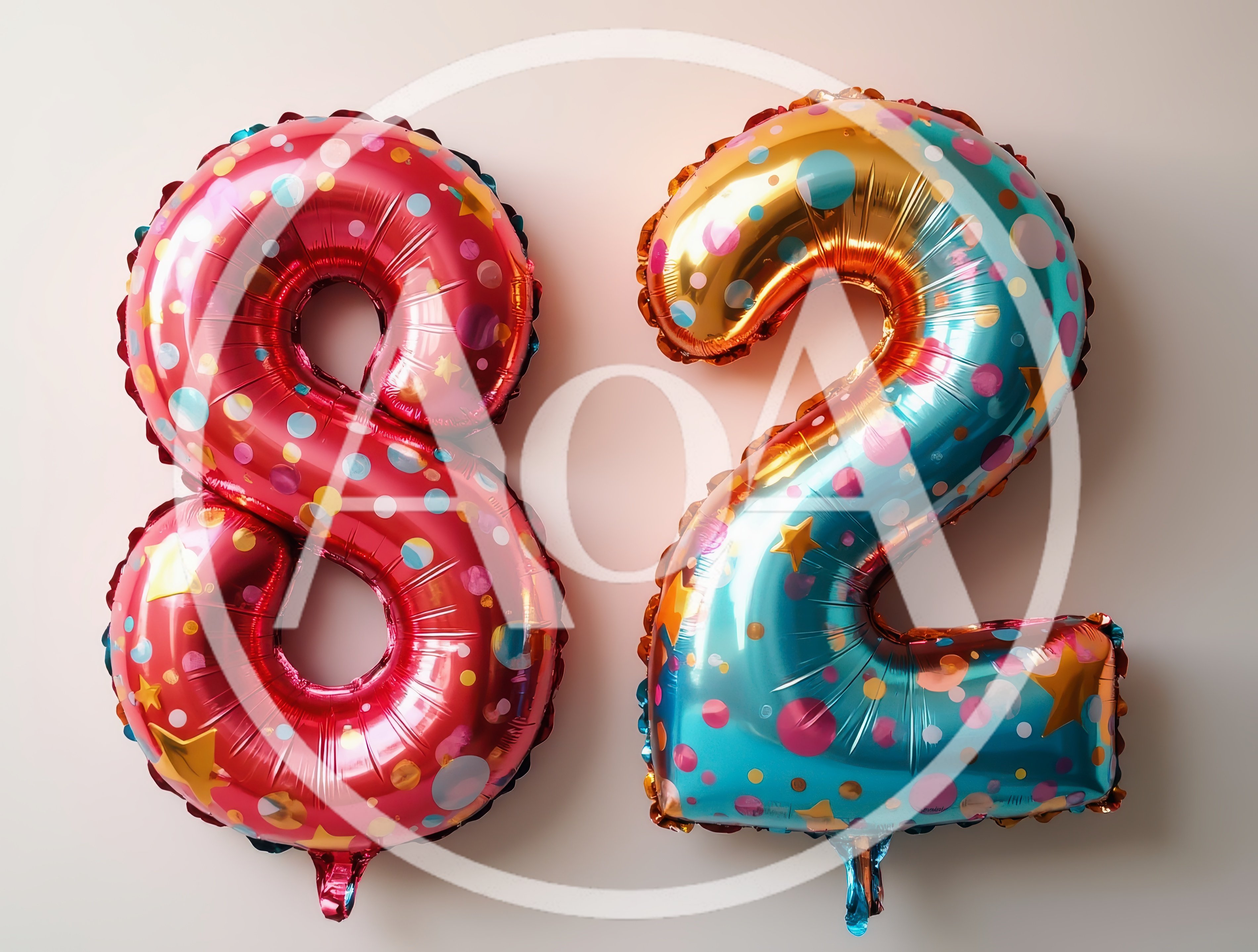 Number 82 Foil Balloons for Birthday Celebration