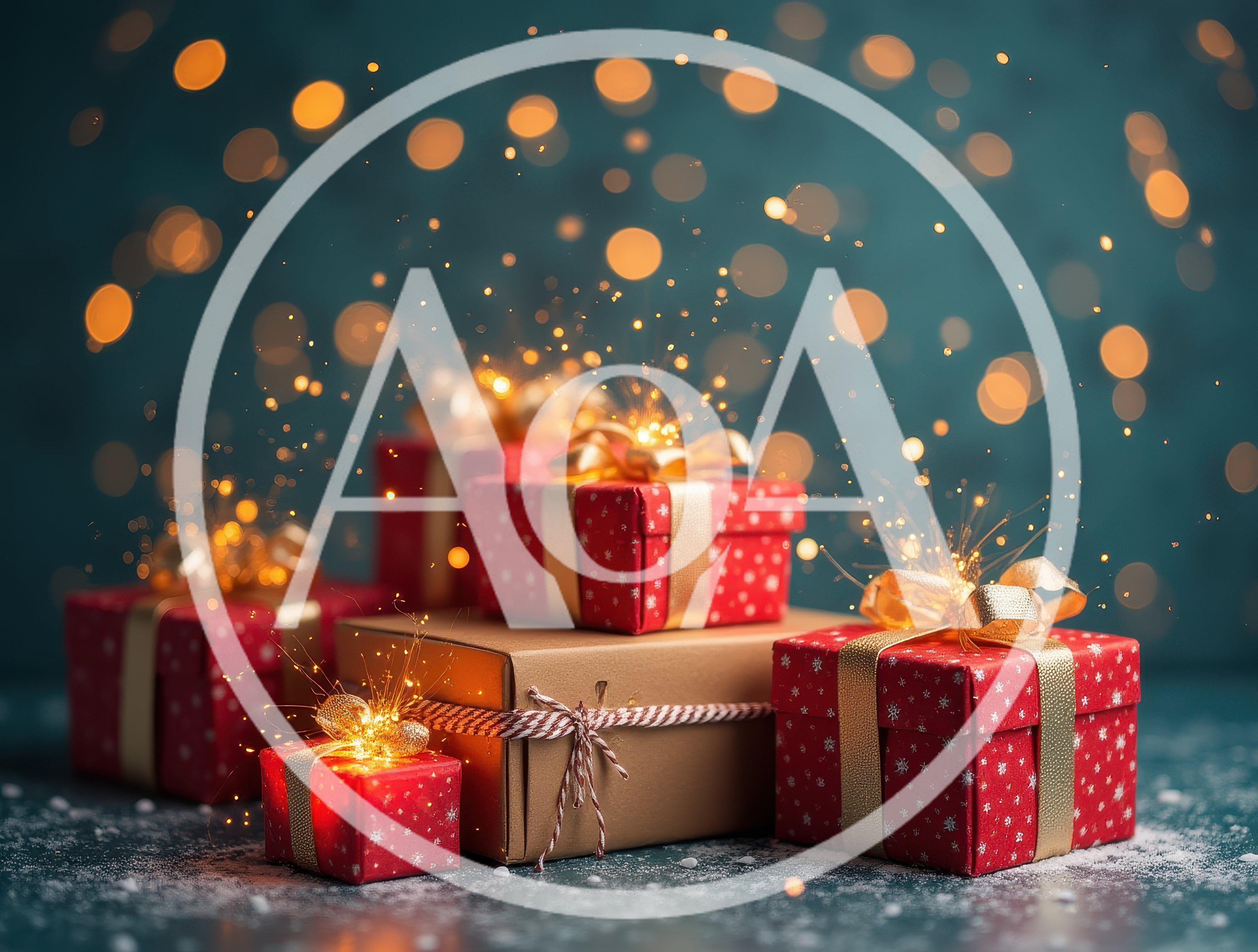 Festive Red Gift Boxes With Golden Sparkles