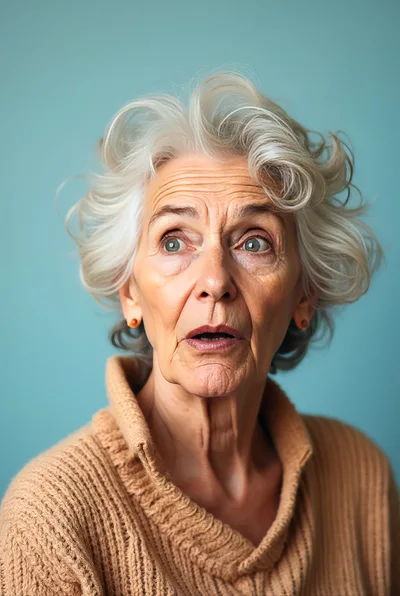 Surprised Elderly Woman With Gray Hair