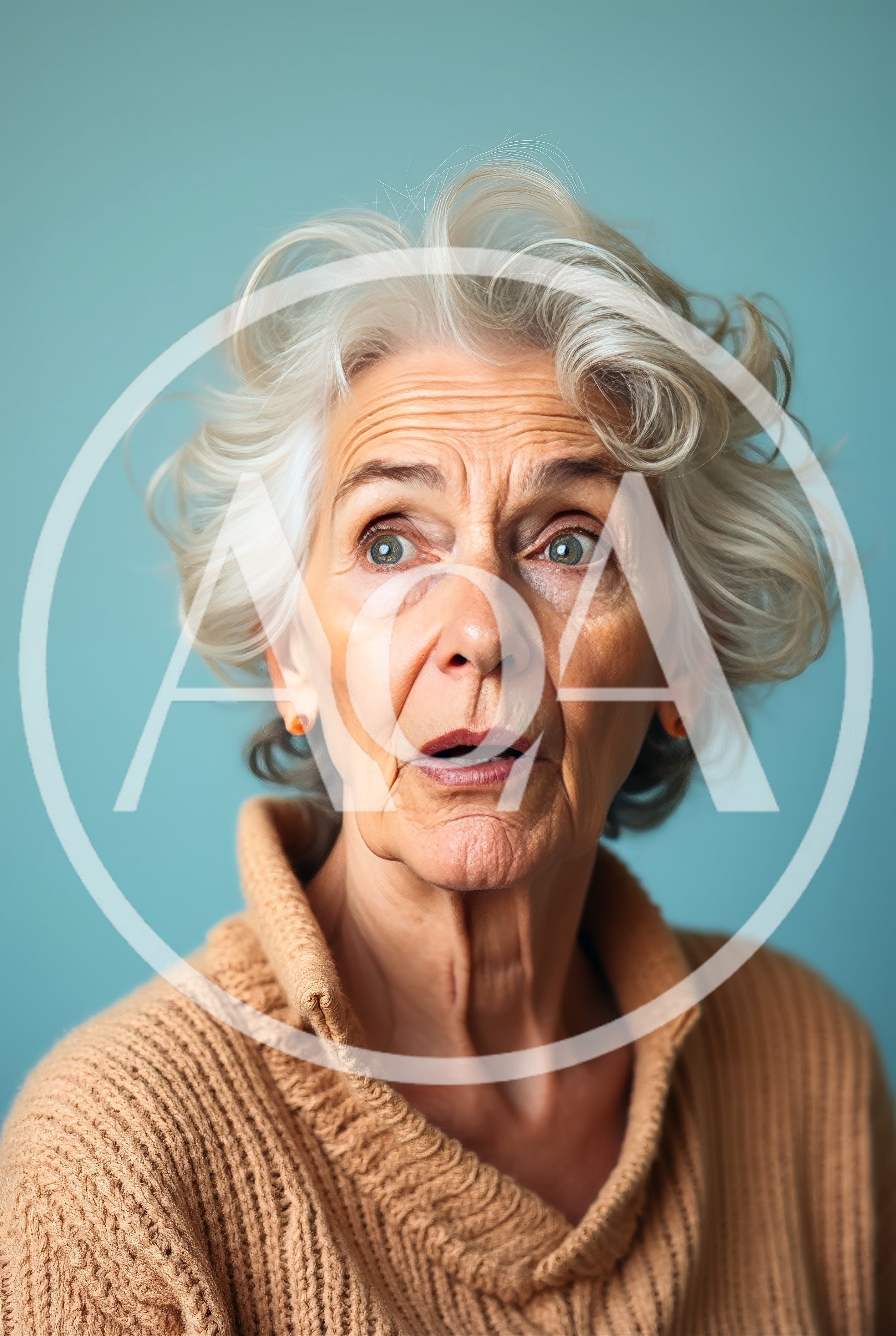 Surprised Elderly Woman With Gray Hair