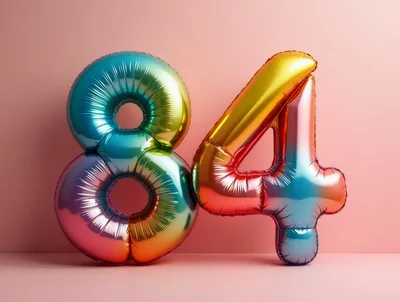 Rainbow Foil Balloon Number Eighty Four