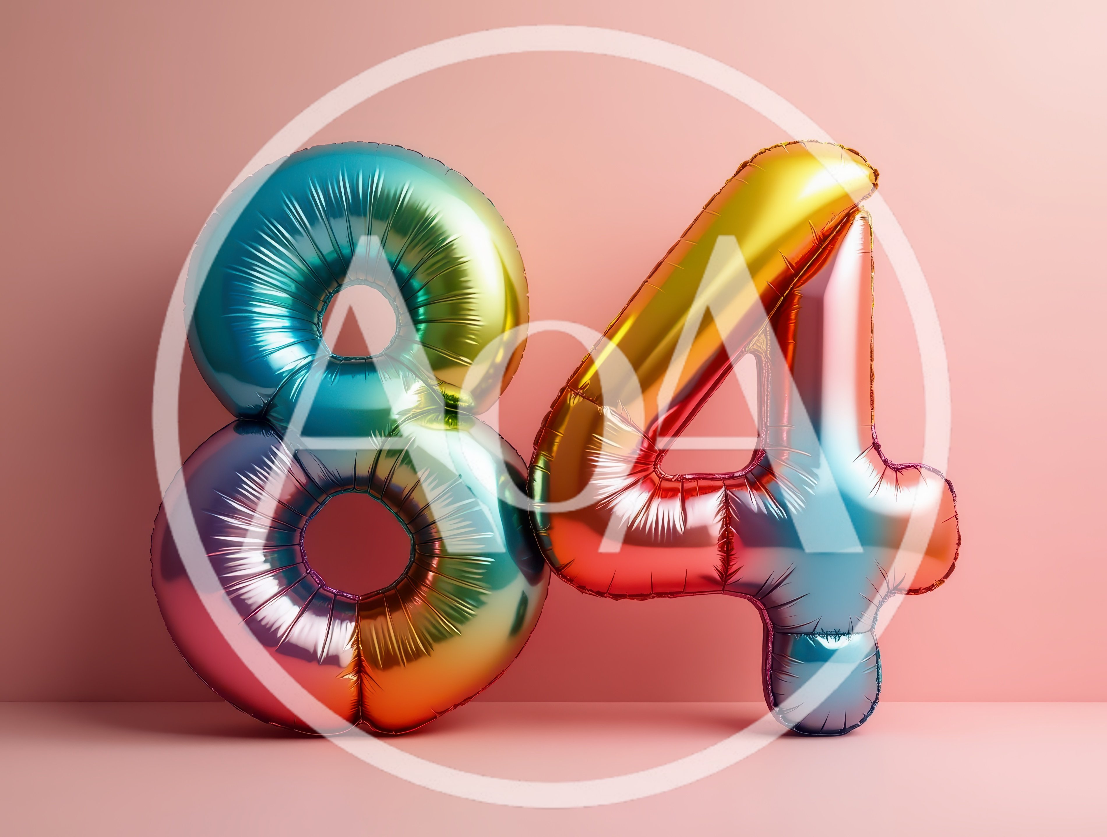 Rainbow Foil Balloon Number Eighty Four