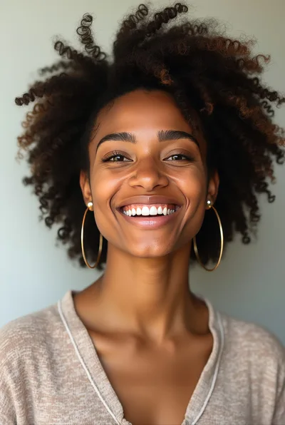 Portrait Of A Smiling Young Woman With Curly Hair