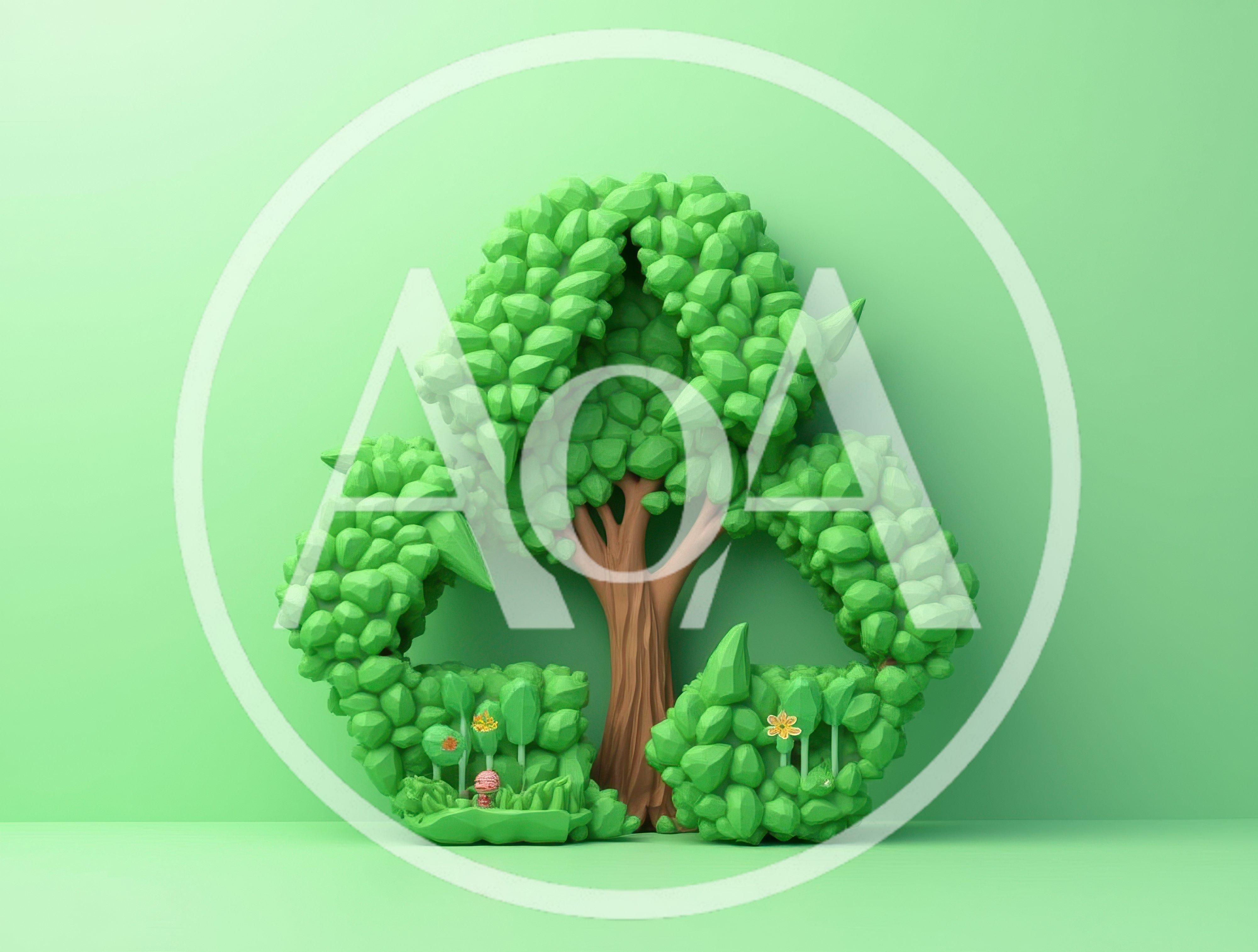 3D Rendered Recycle Symbol Made Of Tree Foliage