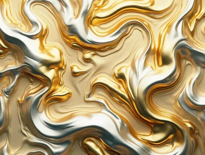 Abstract Liquid Gold And Silver Metallic Flowing Texture