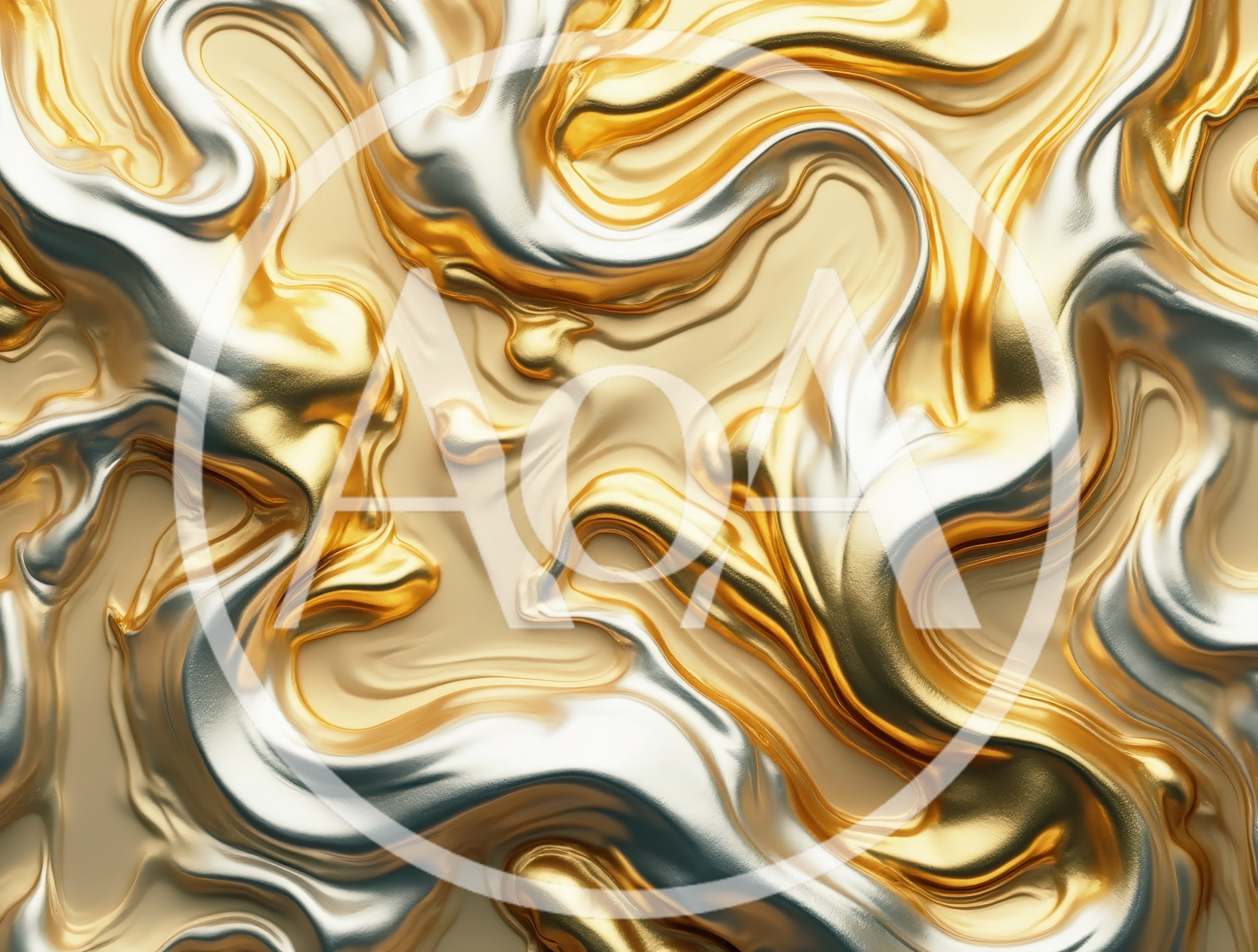 Abstract Liquid Gold And Silver Metallic Flowing Texture