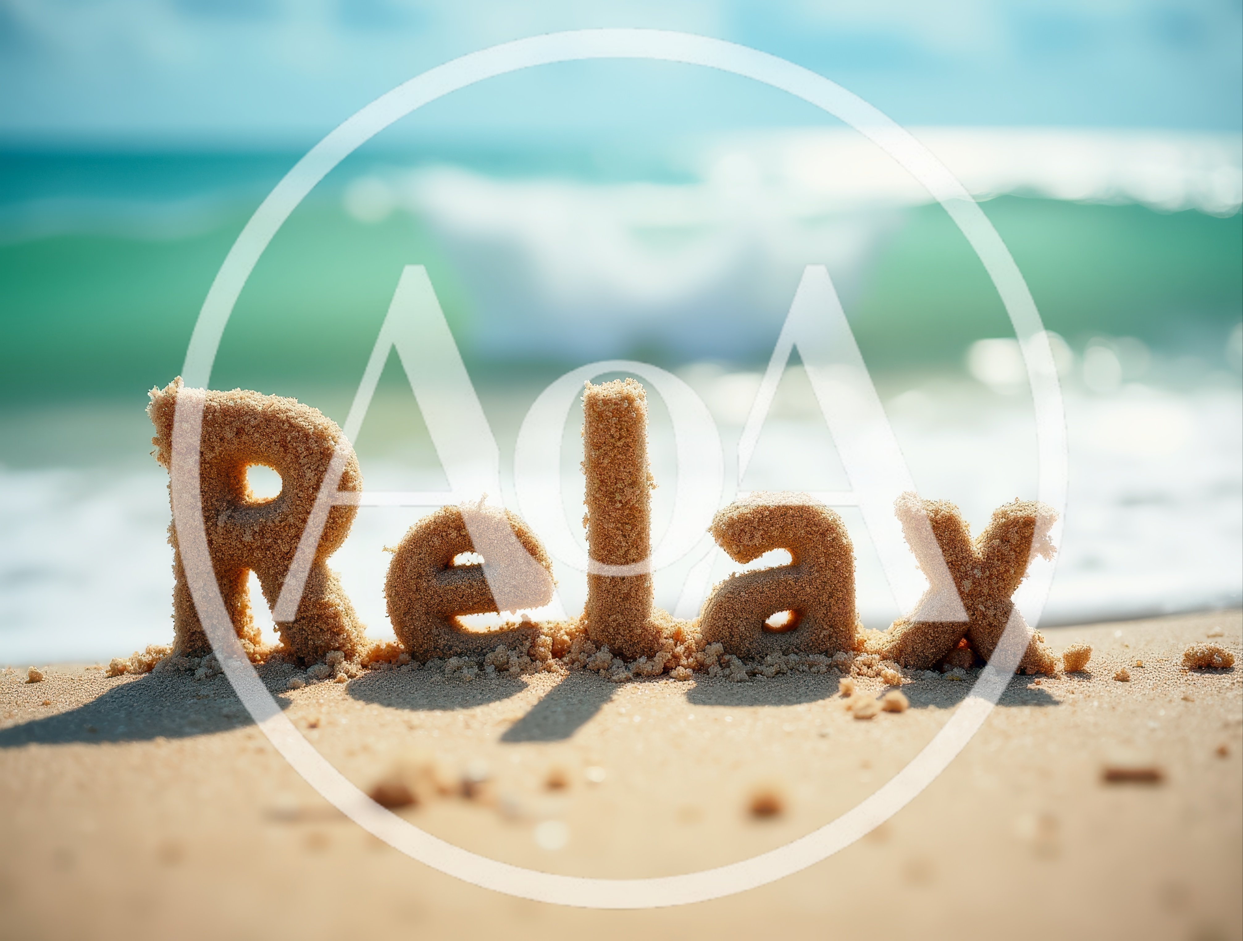 Sand Sculpted Word Relax On Tropical Beach