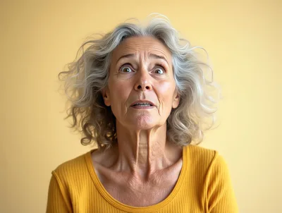 Surprised Senior Woman Looking Upwards