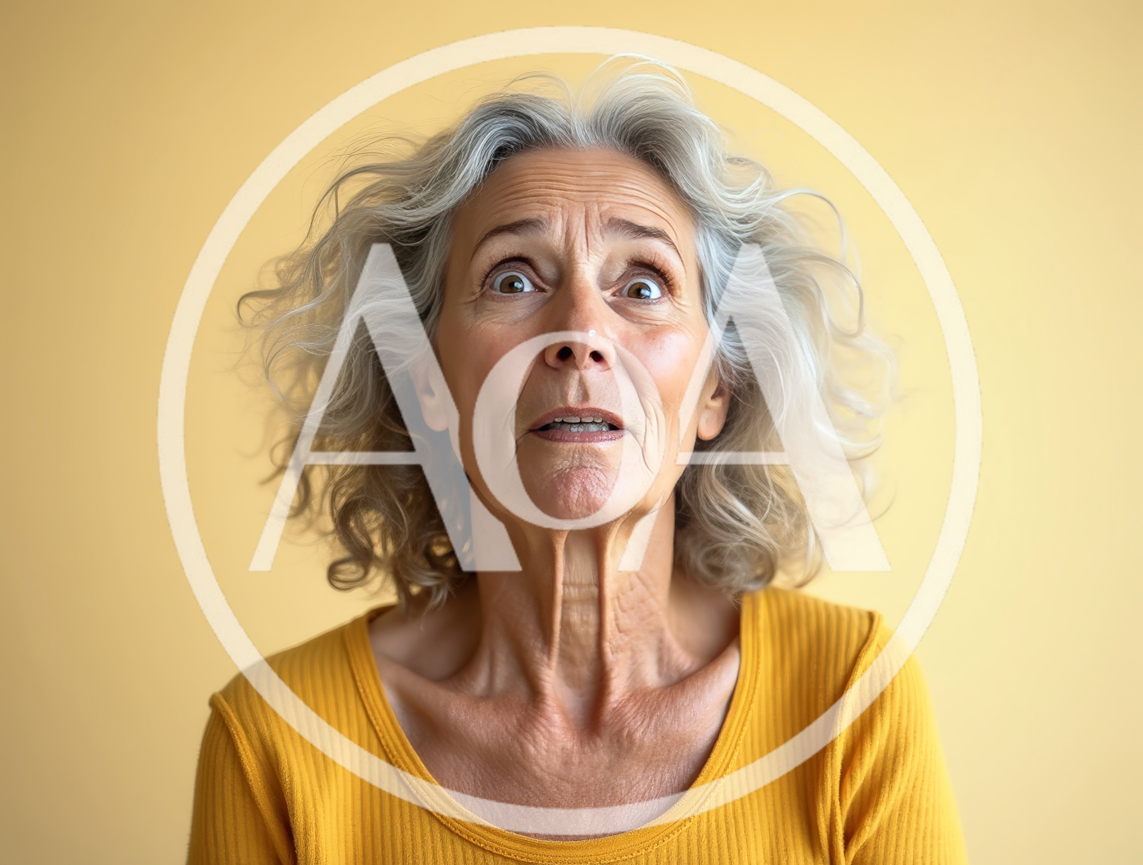 Surprised Senior Woman Looking Upwards