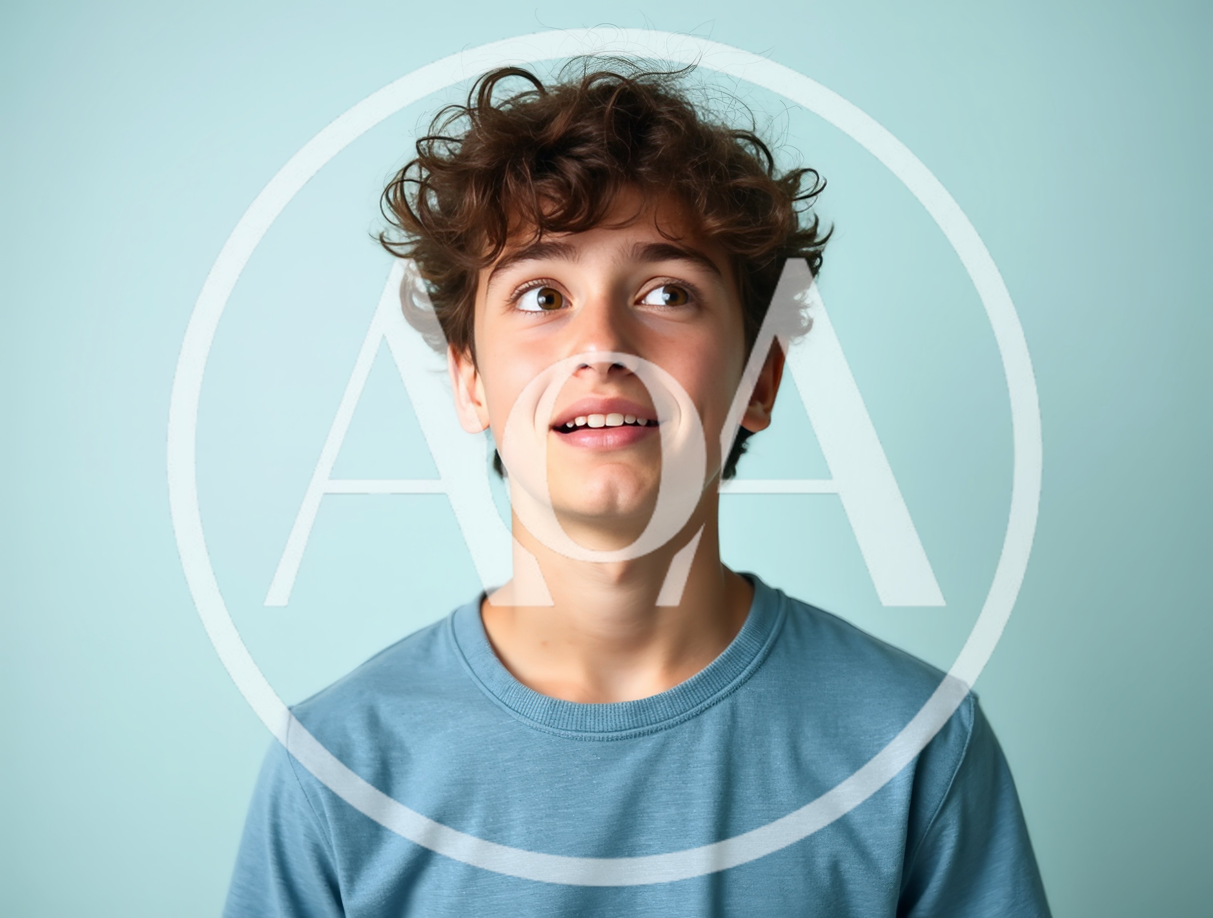 Portrait Of A Young Boy With Curly Hair