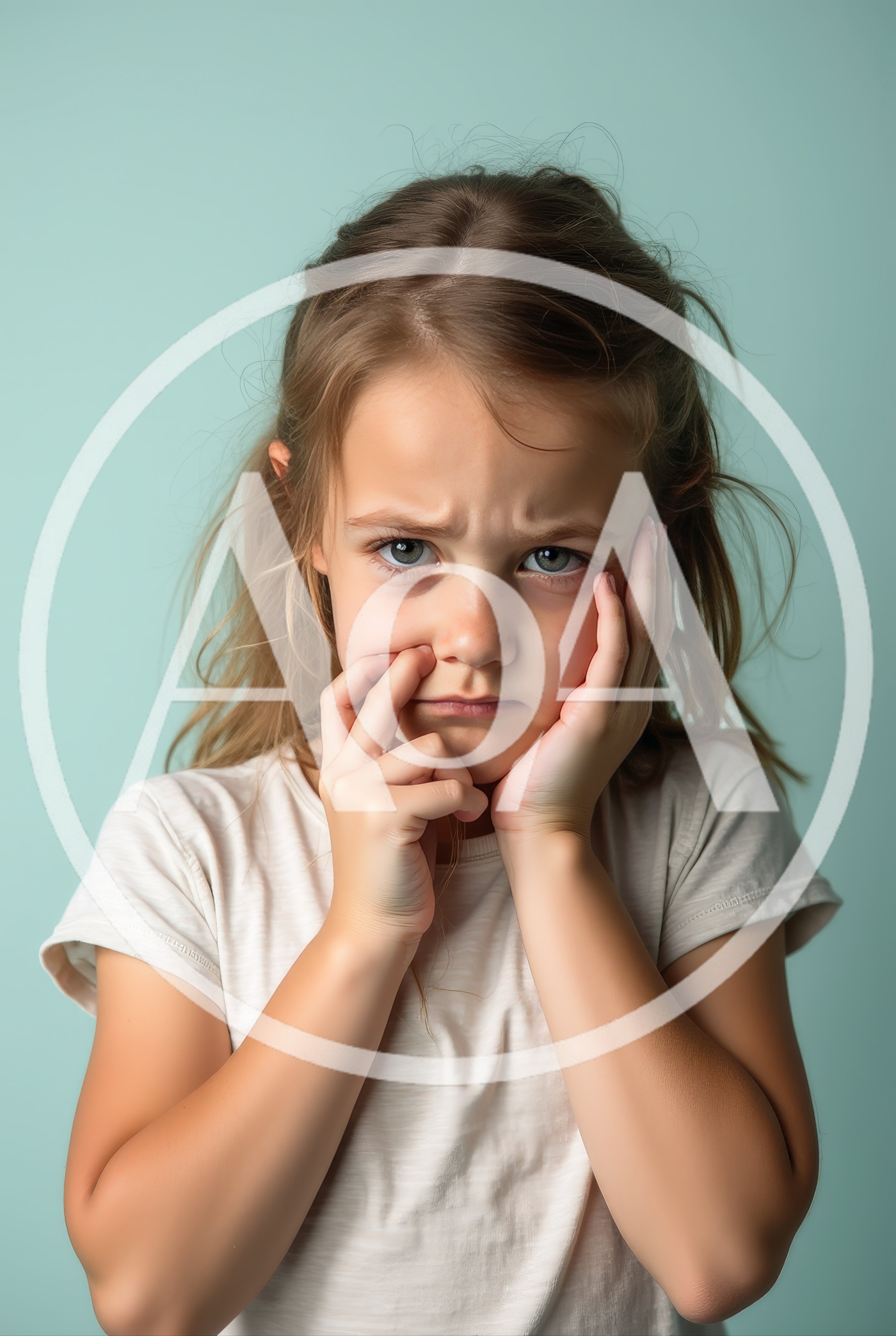 Young Girl With Anxious Expression Touching Her Face