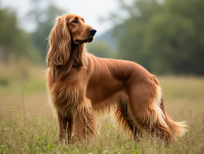 Majestic Irish Setter Standing In A Grassy Field