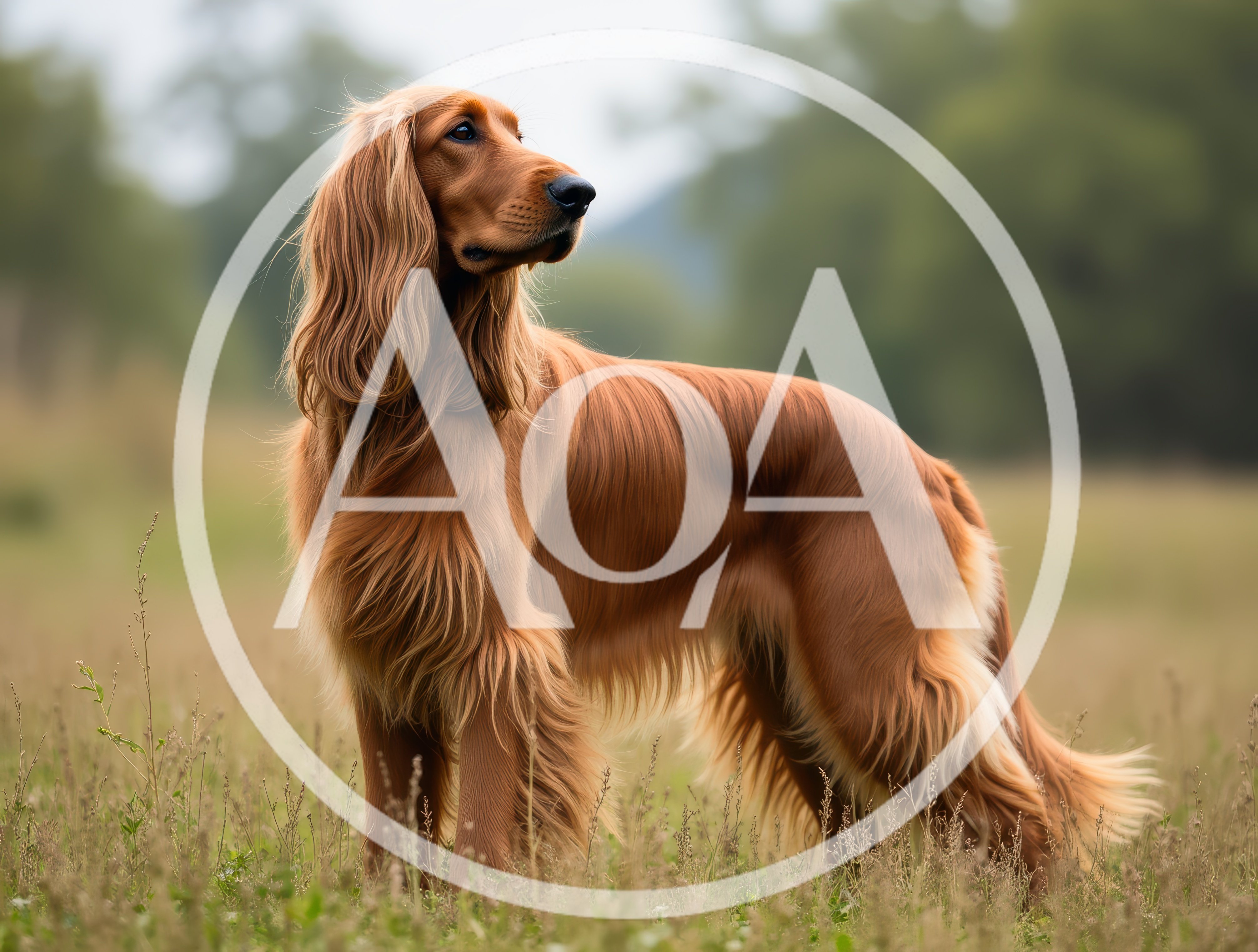 Majestic Irish Setter Standing In A Grassy Field