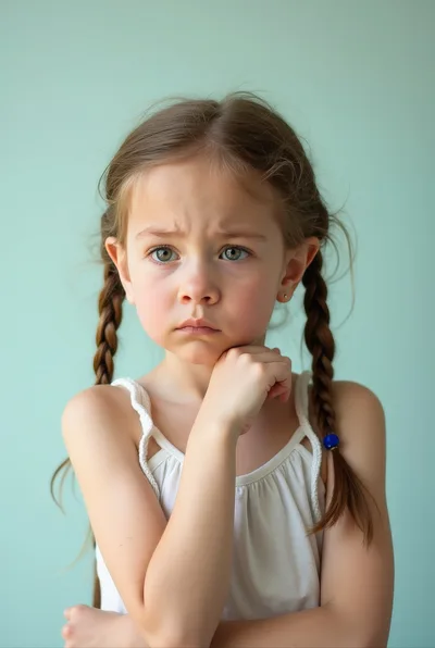 Pensive Young Girl With Braided Hair