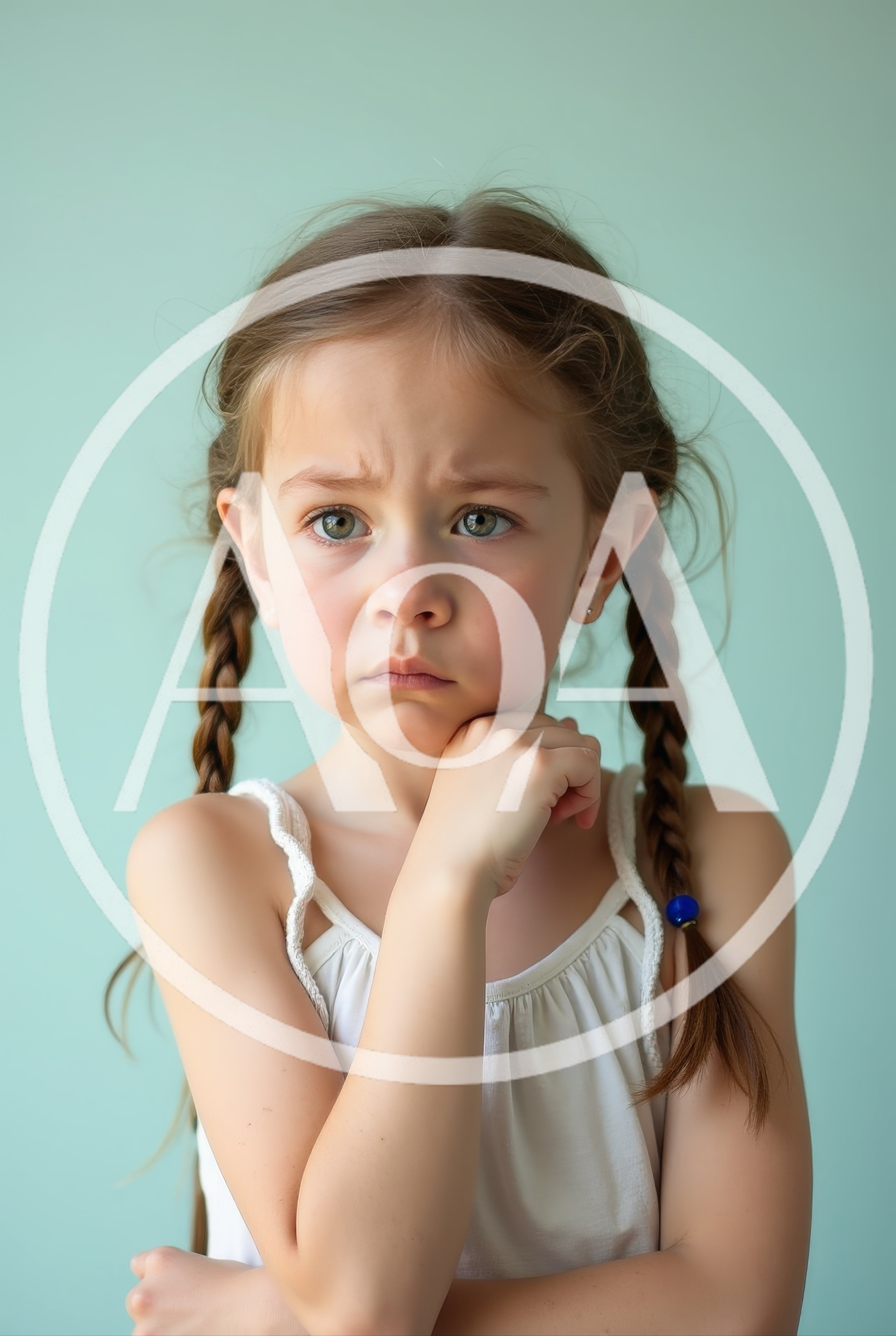 Pensive Young Girl With Braided Hair