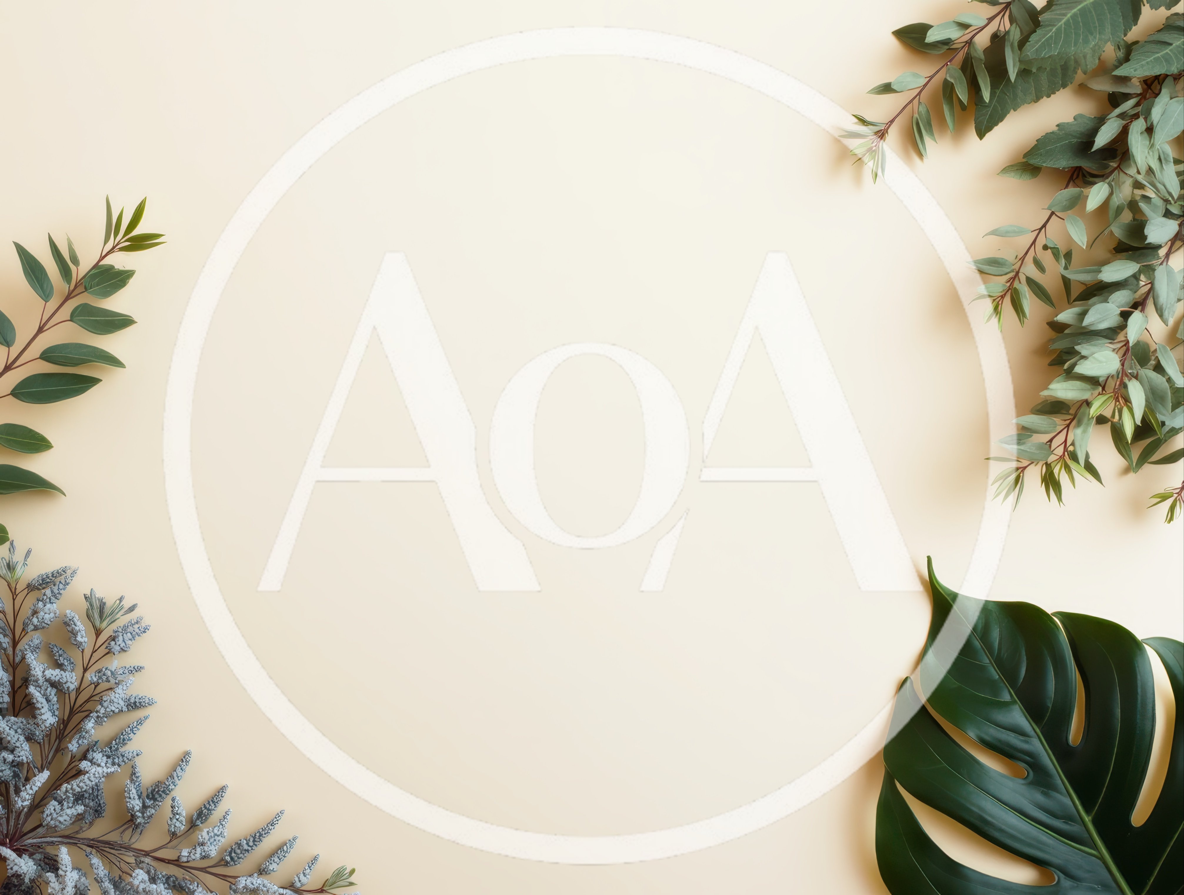 Flat Lay Composition With Tropical Leaves And Eucalyptus