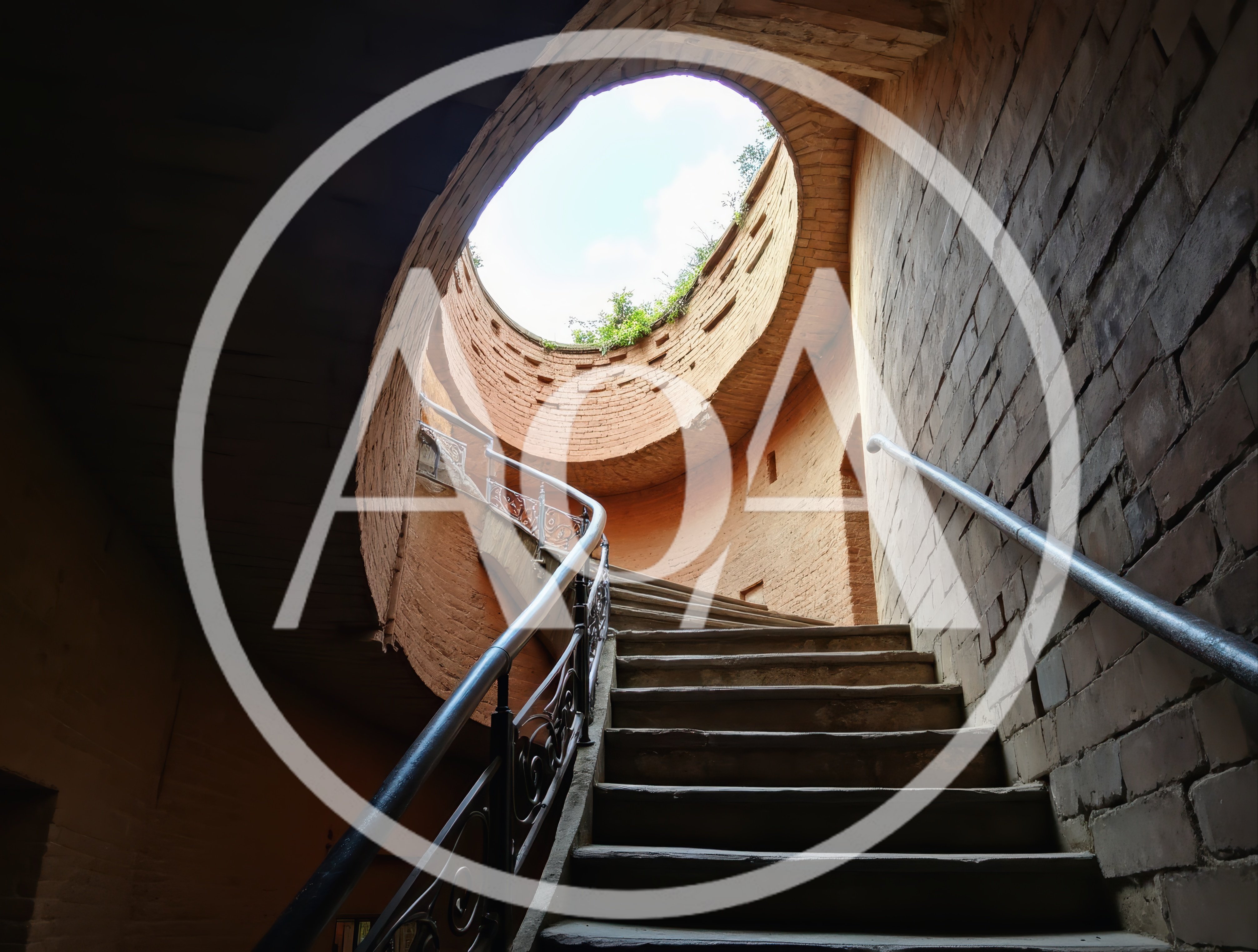 Spiral Staircase Inside An Ancient Brick Tower