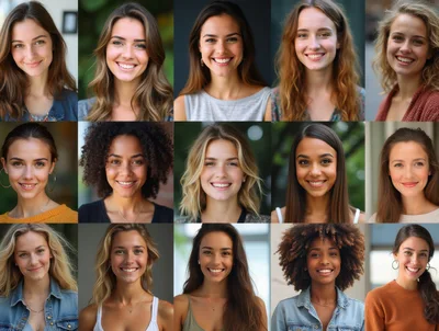 Diverse Group Of Smiling Women Portraits