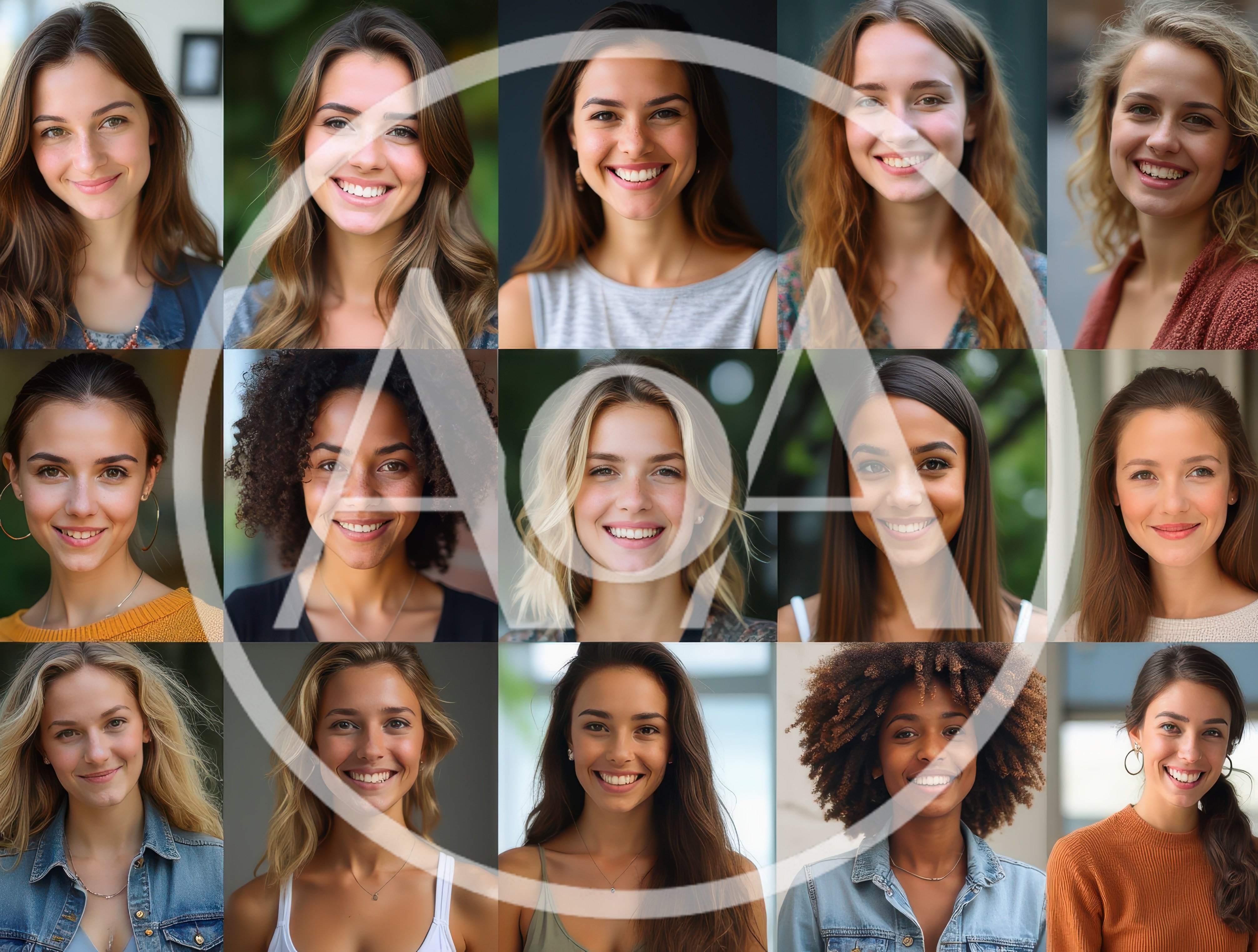 Diverse Group Of Smiling Women Portraits