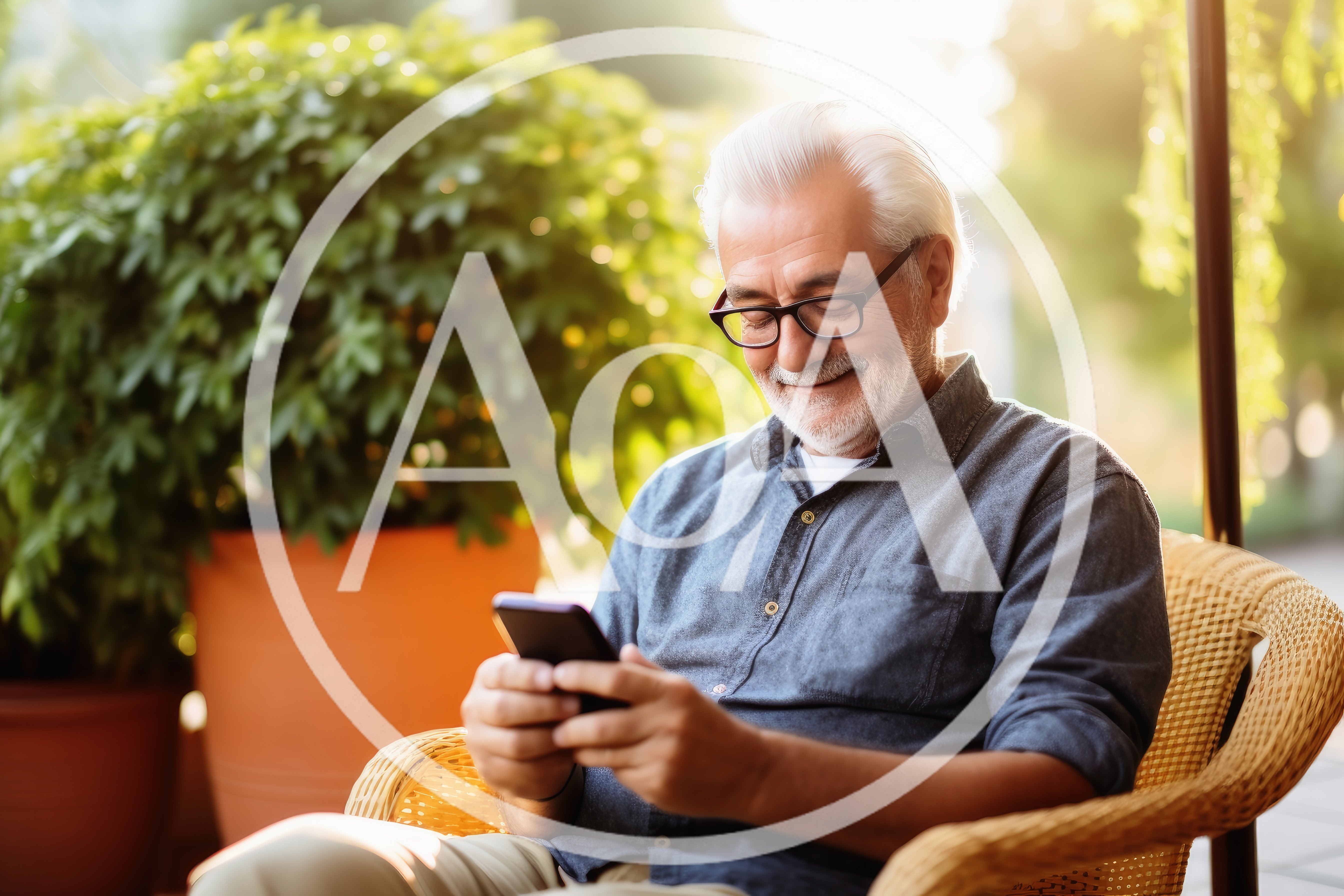 Senior Man Using Smartphone Outdoors