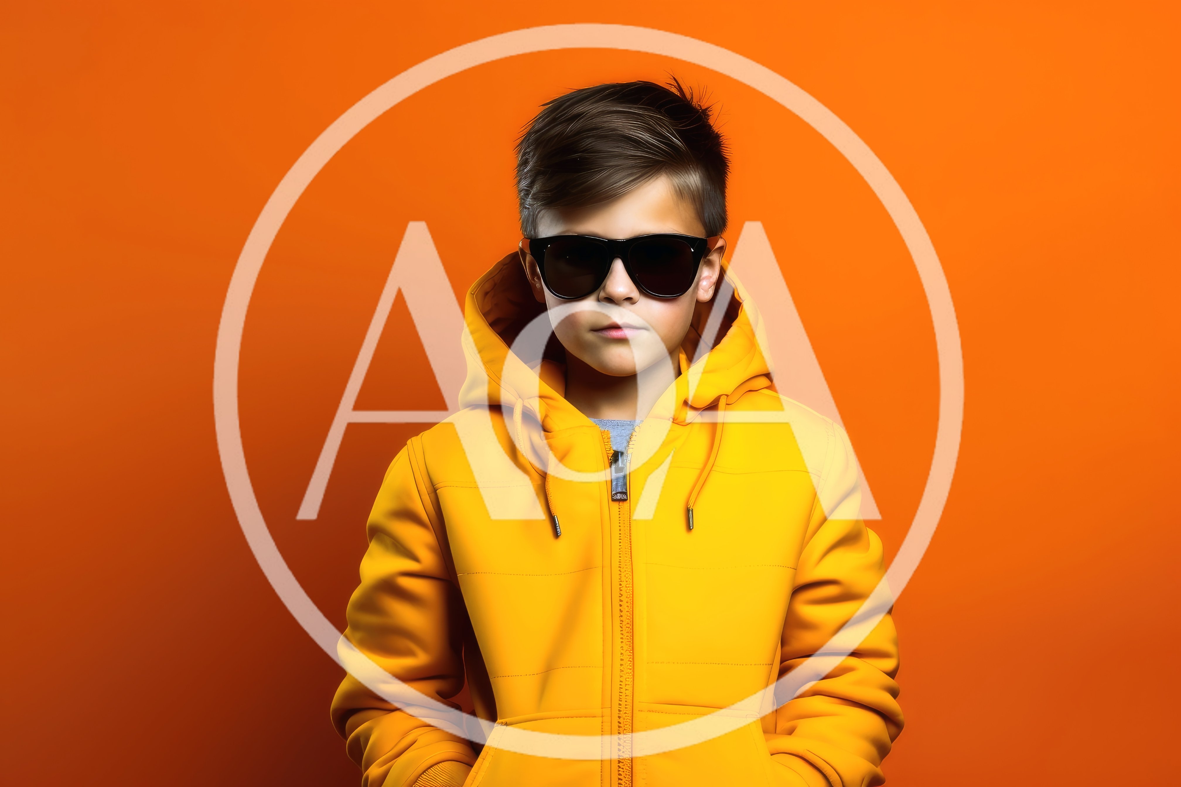 Cool Young Boy Wearing Yellow Hoodie And Sunglasses