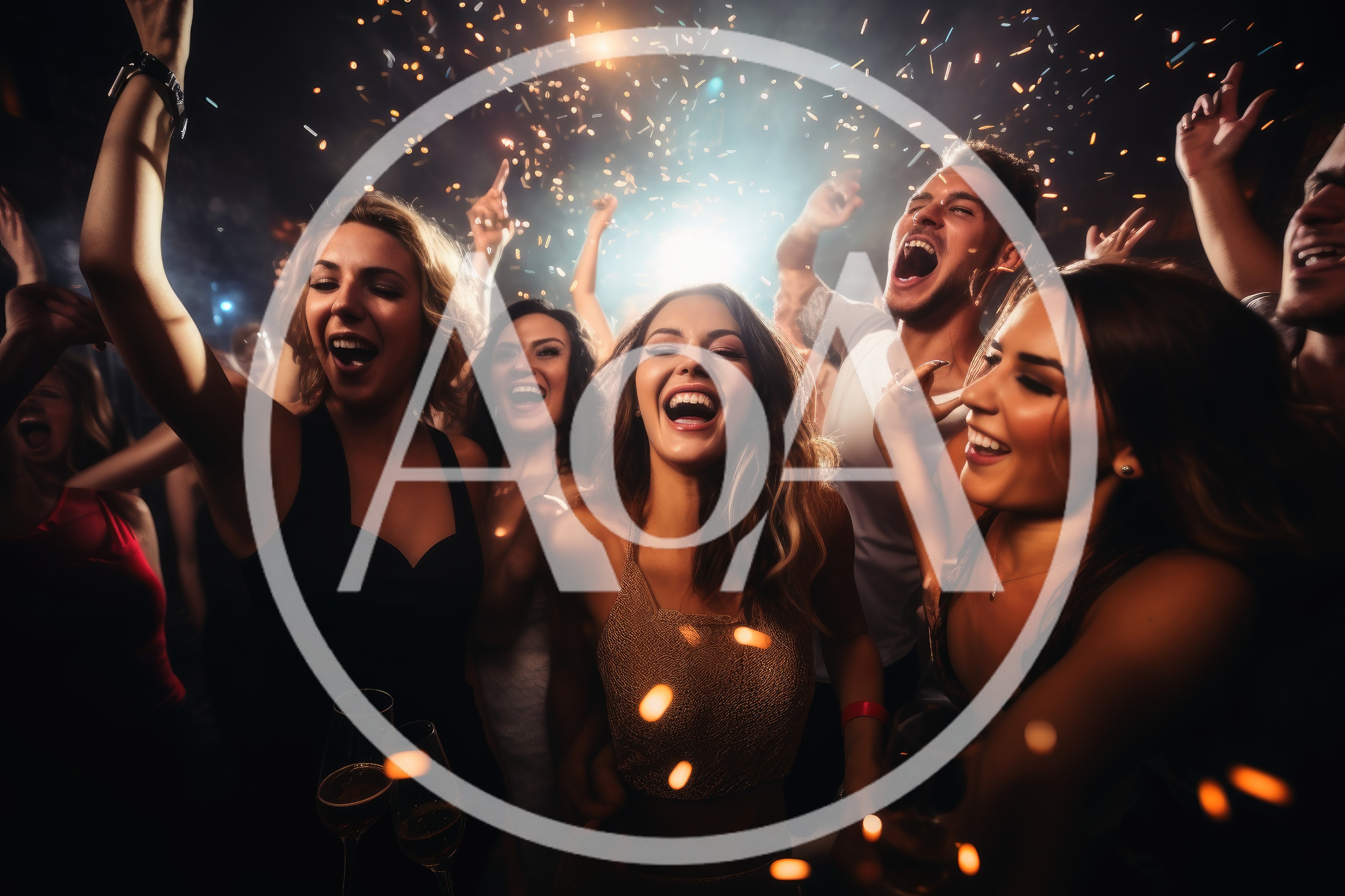 Group of Friends Celebrating at a Nightclub Party