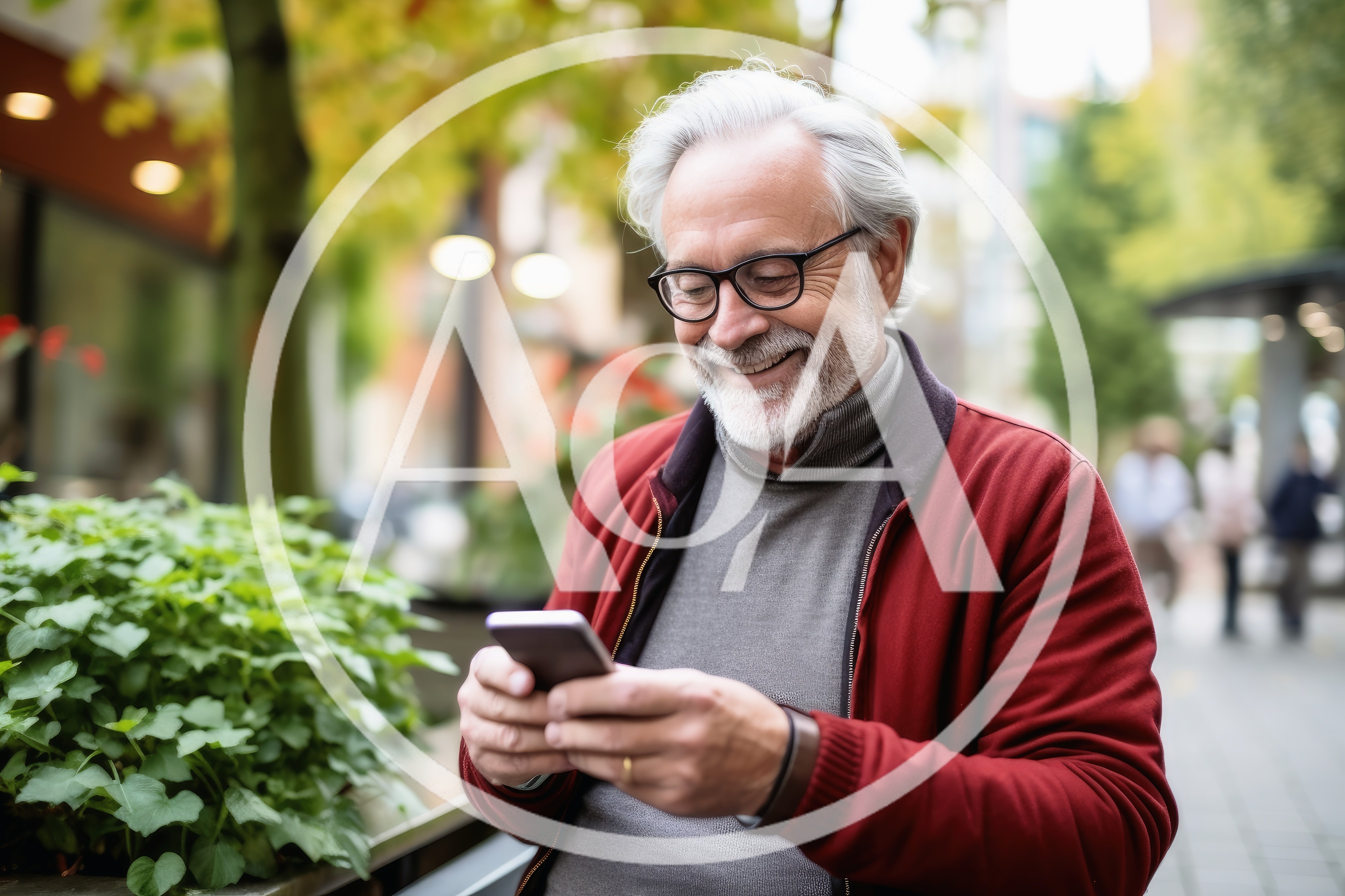 Senior Man Using Smartphone Outdoors