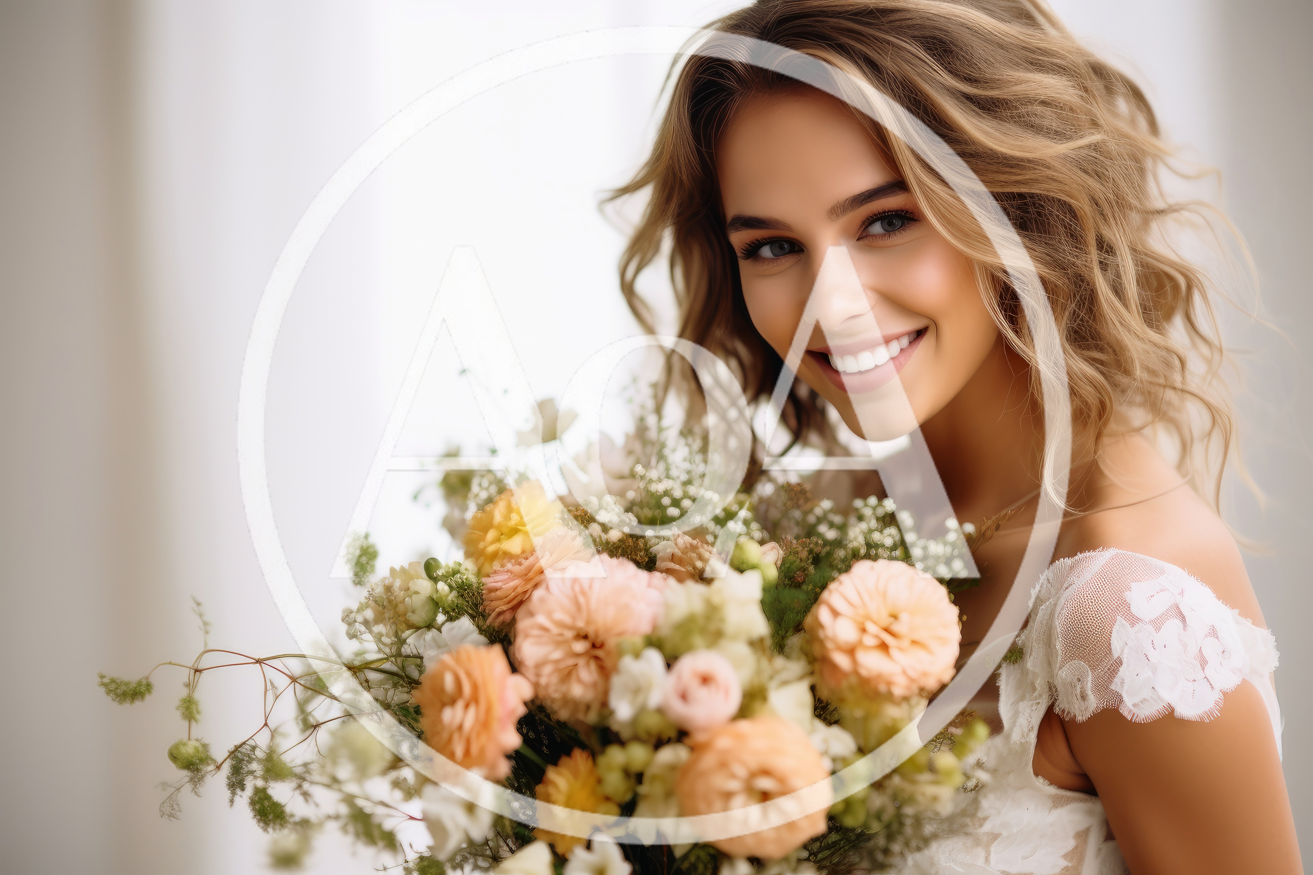 Beautiful Bride Holding A Floral Wedding Bouquet