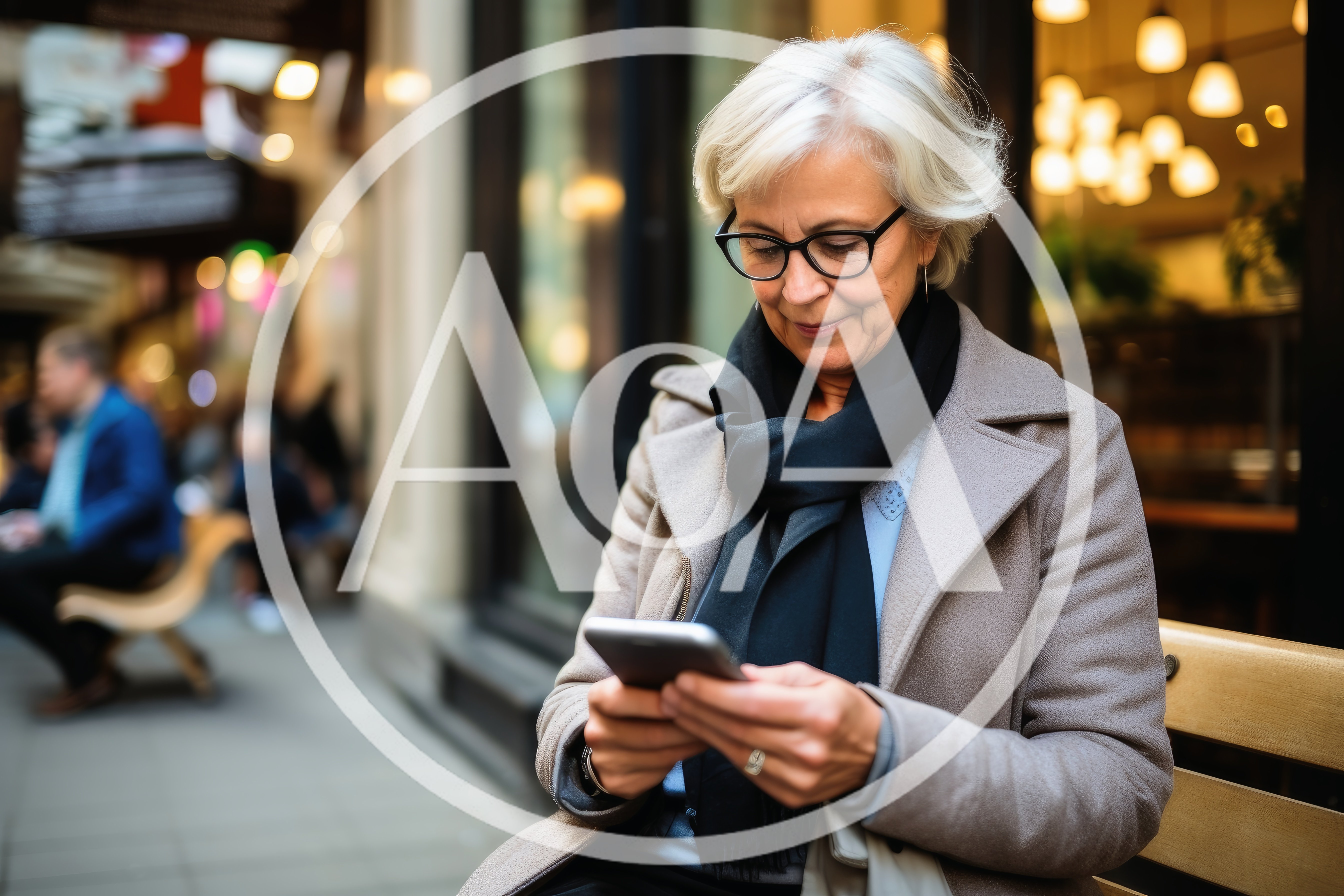 Senior Woman Using Smartphone On City Bench