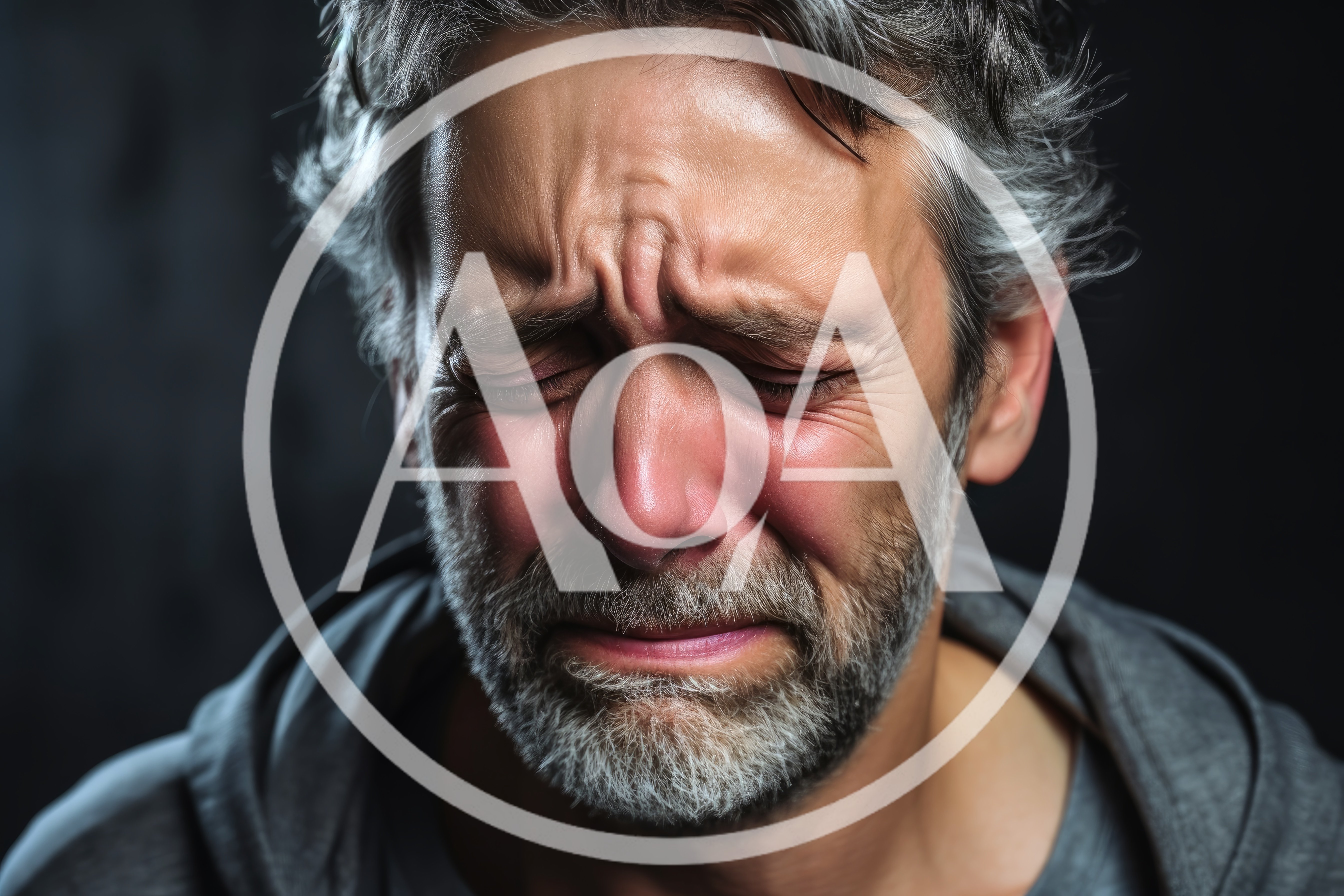 Close Up Portrait Of A Crying Middle Aged Man