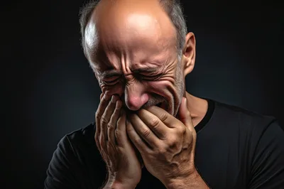 Middle Aged Man Suffering From Intense Toothache