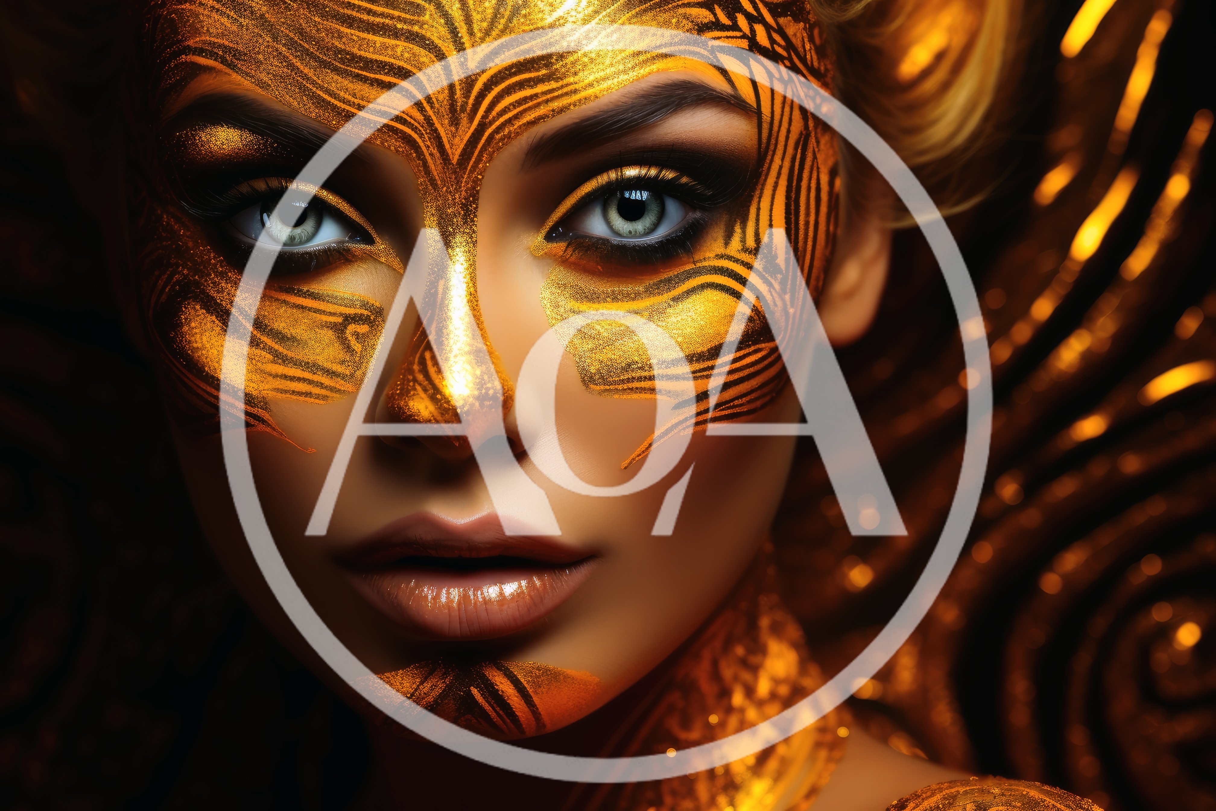 Portrait Of A Woman With Intricate Gold Face Paint