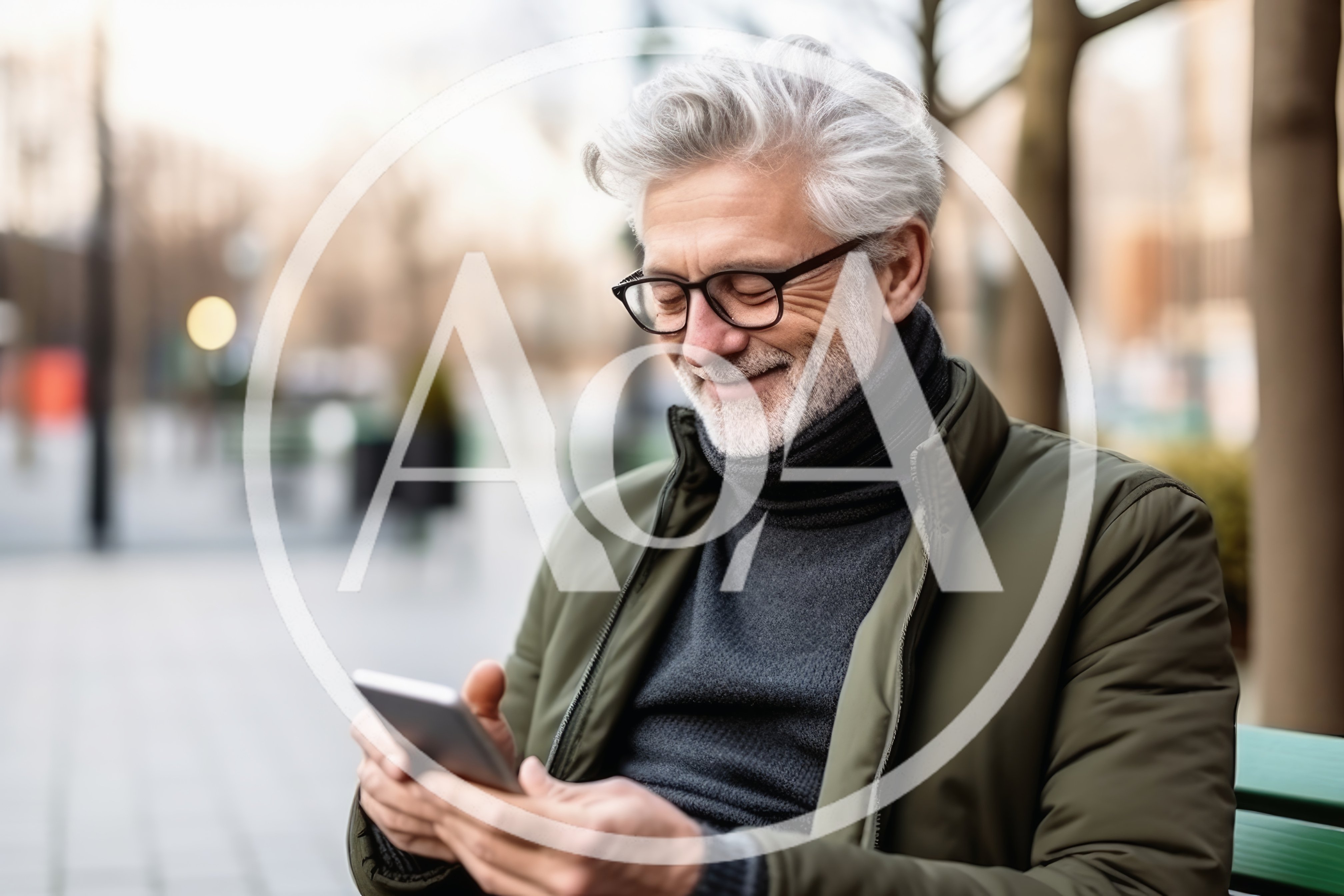 Senior Man Using Smartphone Outdoors