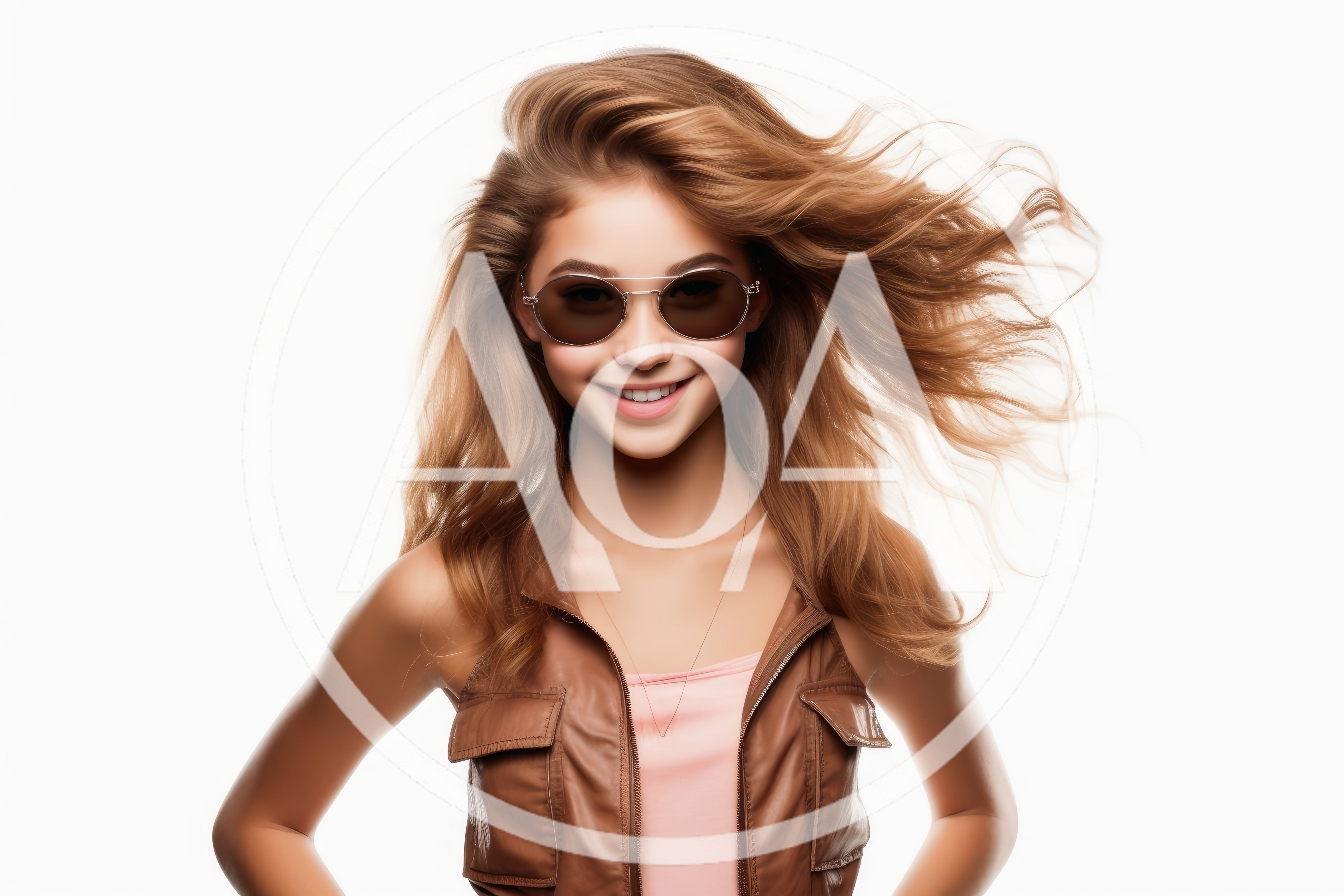 Young Woman With Windblown Hair Wearing Sunglasses