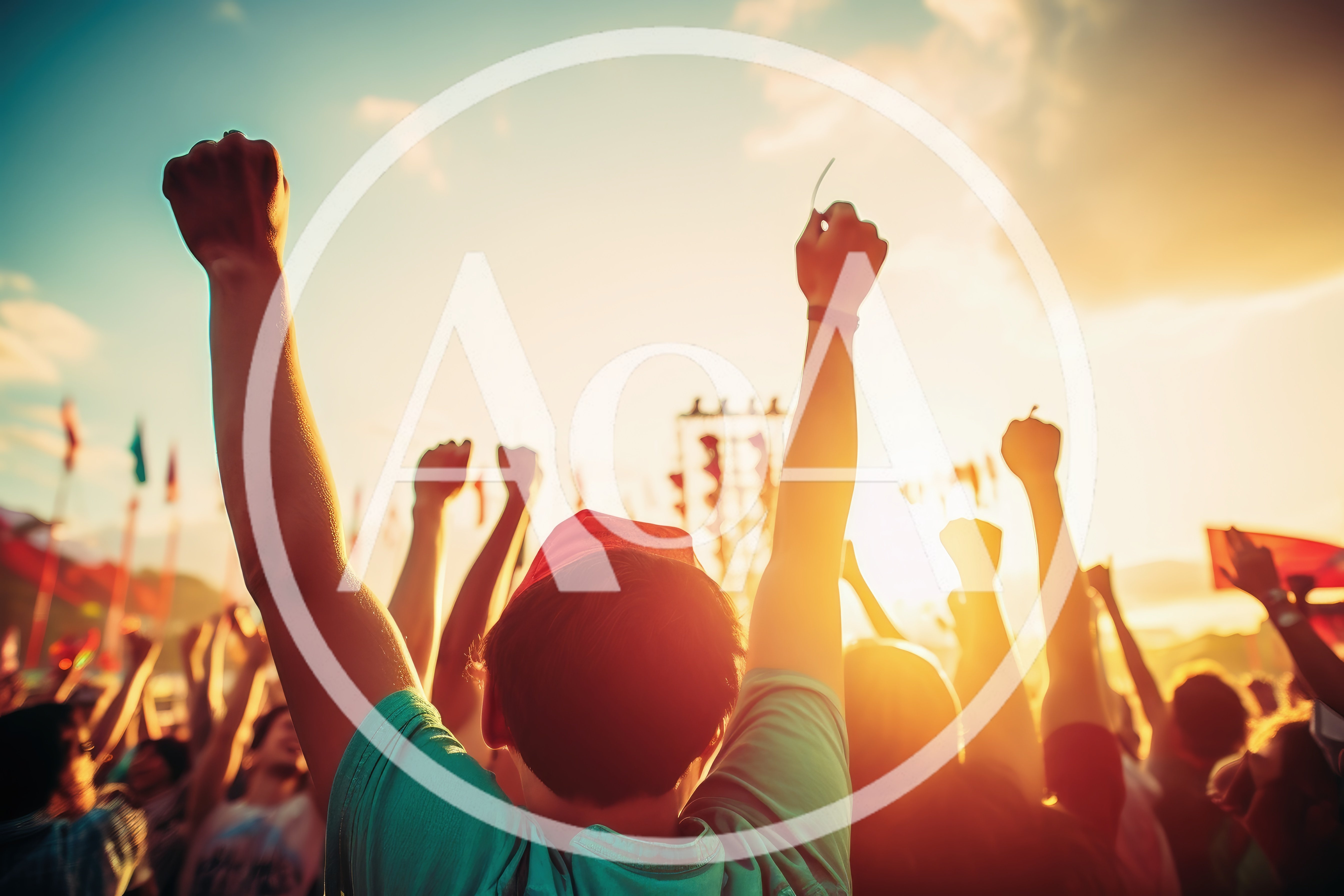 Crowd Celebrating At An Outdoor Music Festival